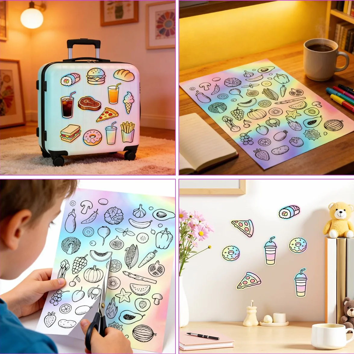 Papier Holographique Autocollant A4 30 Feuilles Vinyle Imprimable pour Imprimantes Laser et Jet d'Encre (210 x 297 mm)