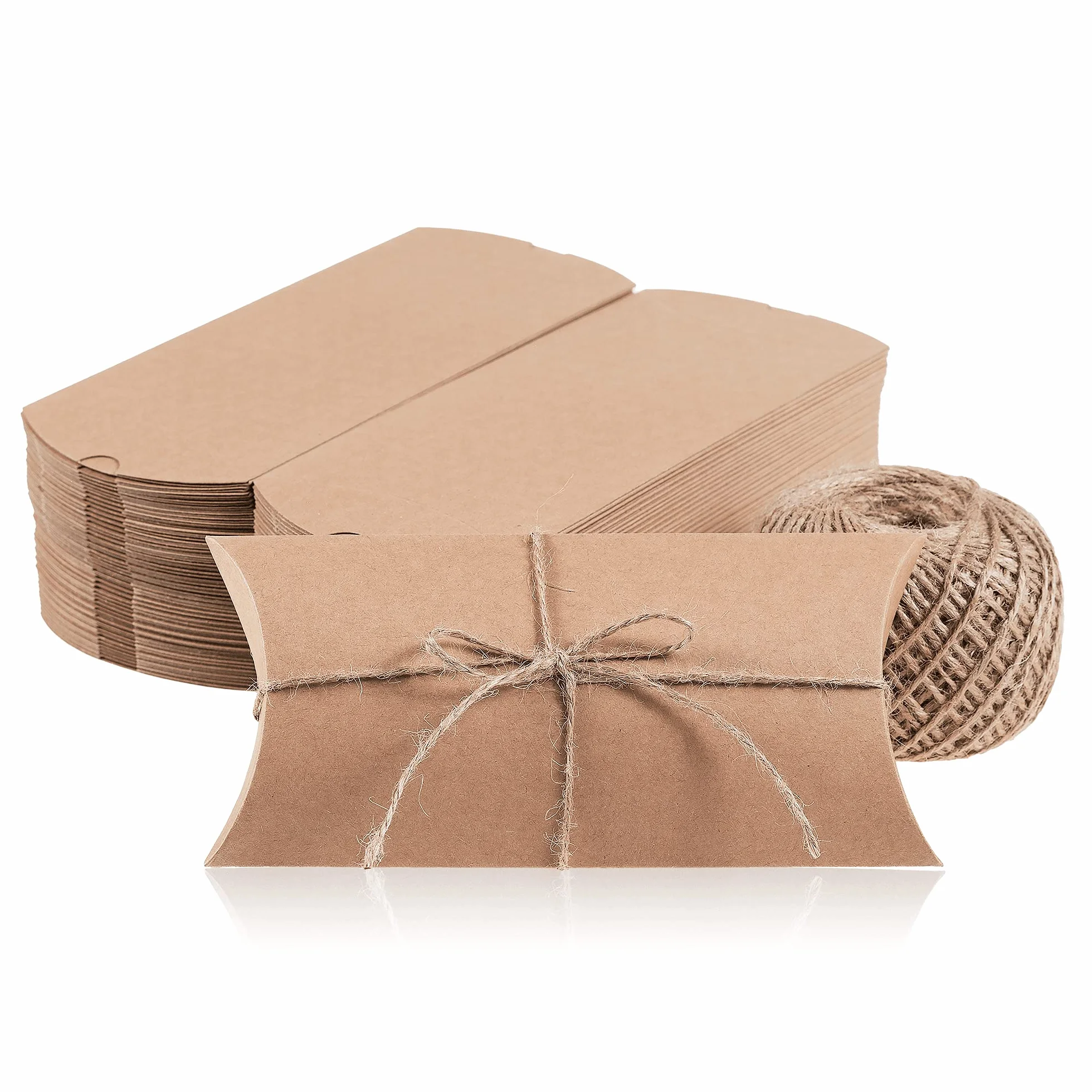 MATICAN 100-Pack Boîtes-Cadeaux en Forme de Coussin en Kraft 19x9,4x3 cm