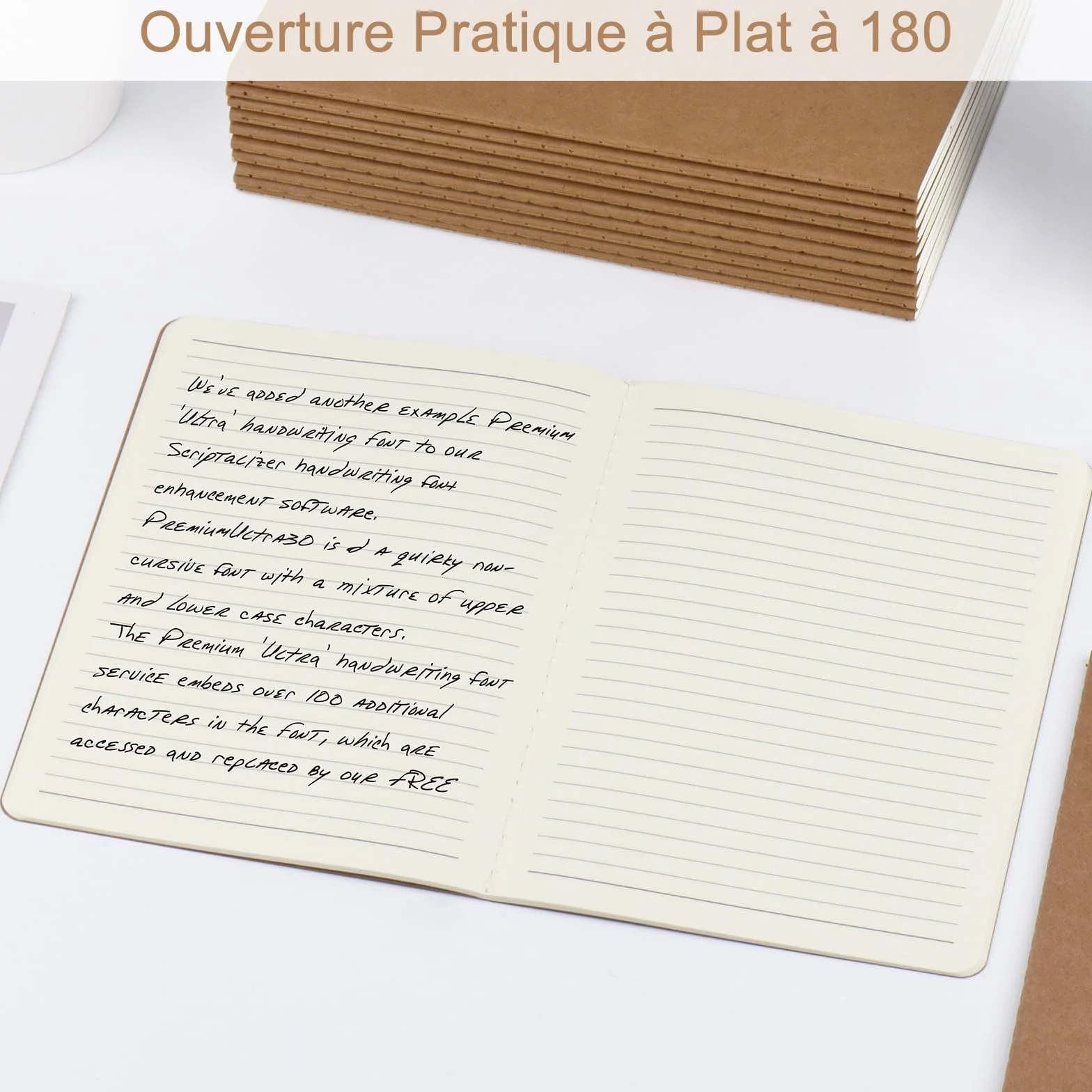 Cahiers Lignés Kraft 60 Pages par Bloc, Lot de 12 Blocs Carnet de Notes 80 gsm