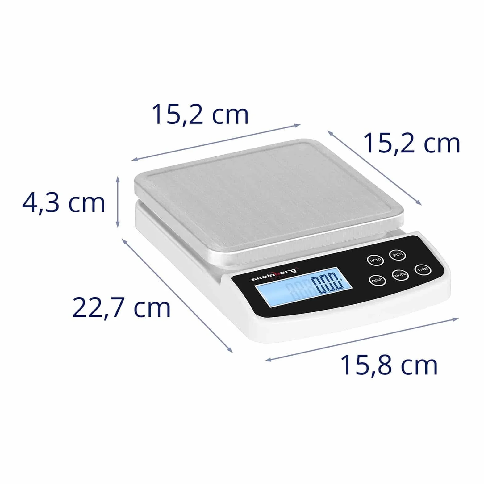 Steinberg SBS-LW-5000/100 Balance Poste Digitale Professionnelle 5 kg 0,1 g 15,2 x 15,2 cm