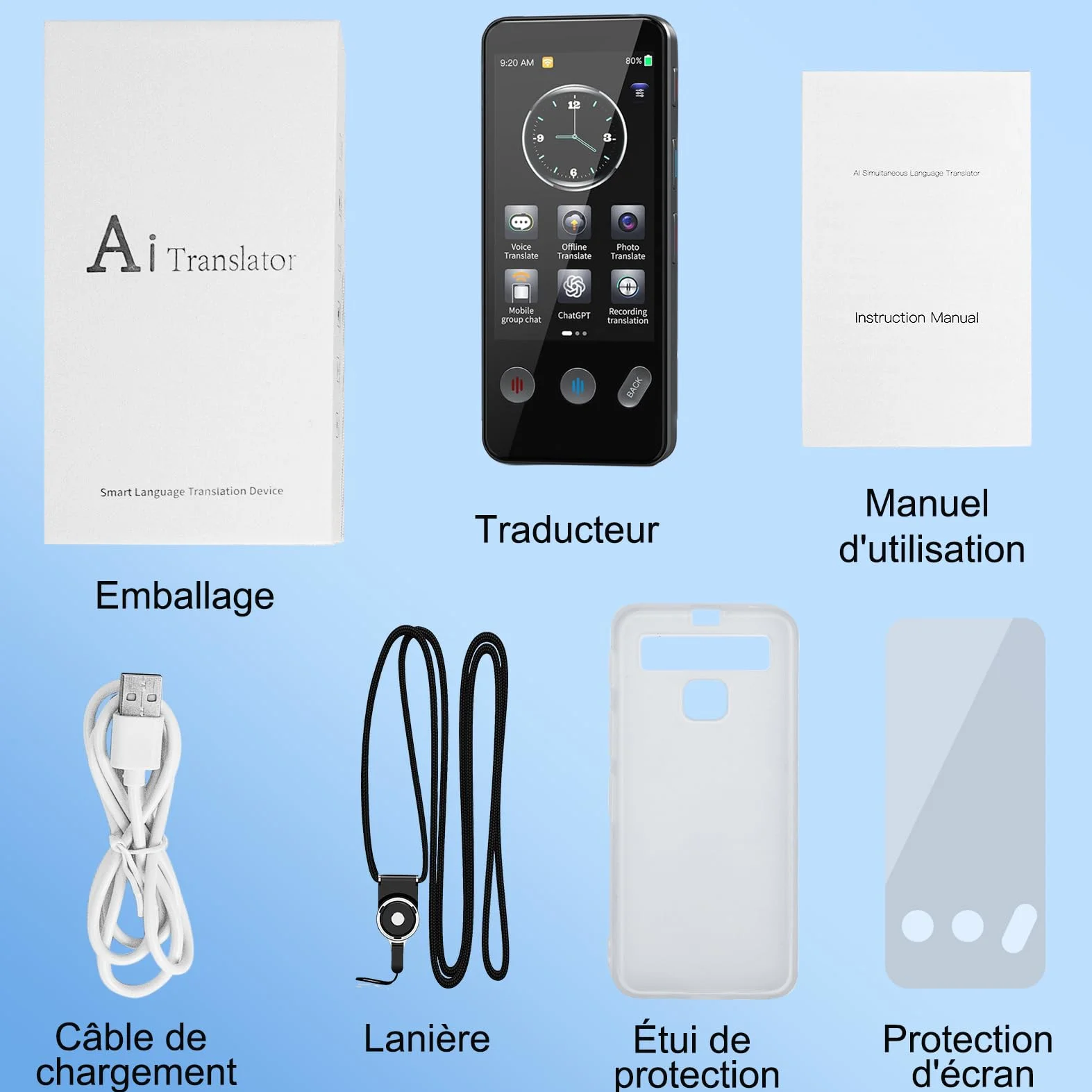 Traducteur AI Intelligent 143 Langues, Traduction Hors Ligne et Bidirectionnelle Instantanée, Cadeaux Voyage