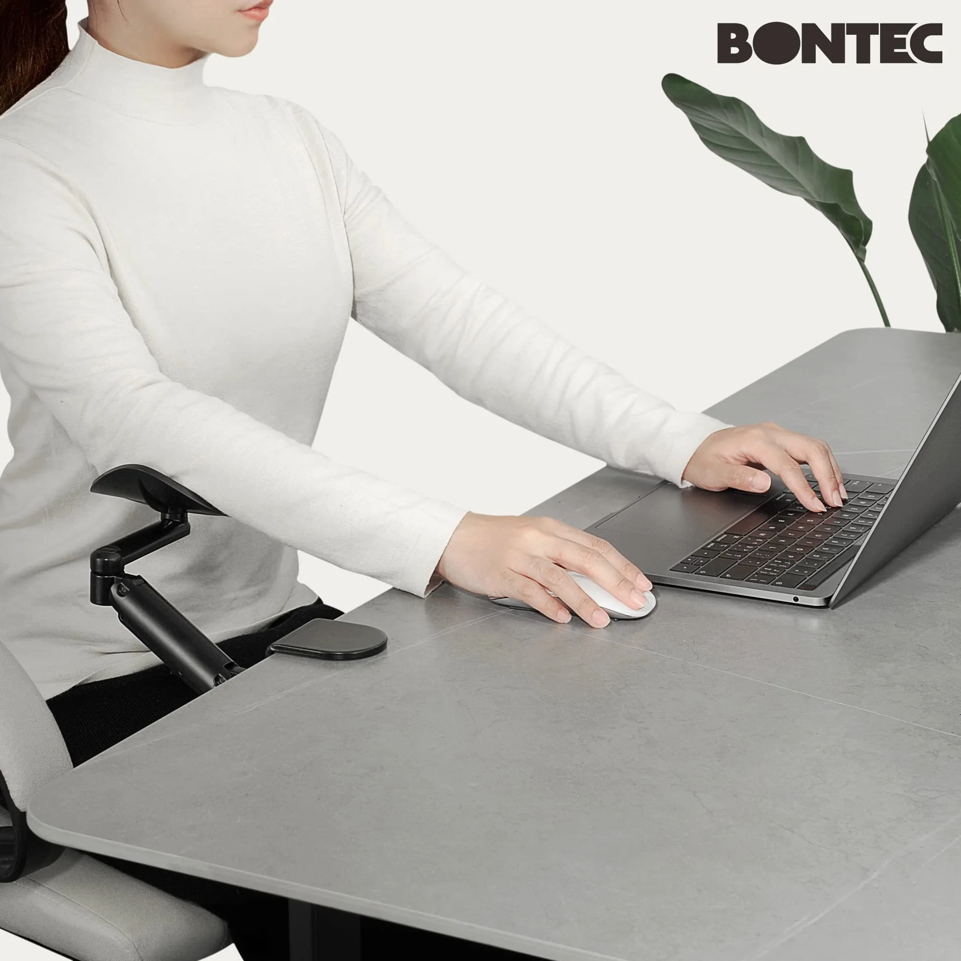 BONTEC Support de Bras Ergonomique Pivotant 360° 342 mm Aluminium Charge 12 kg Noir