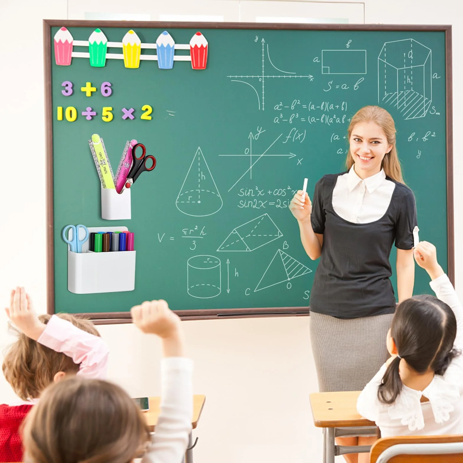 Porte-stylos Magnétiques 2 Pièces, Pot à Stylos Accessoires pour Tableau Blanc avec 2 Éponges