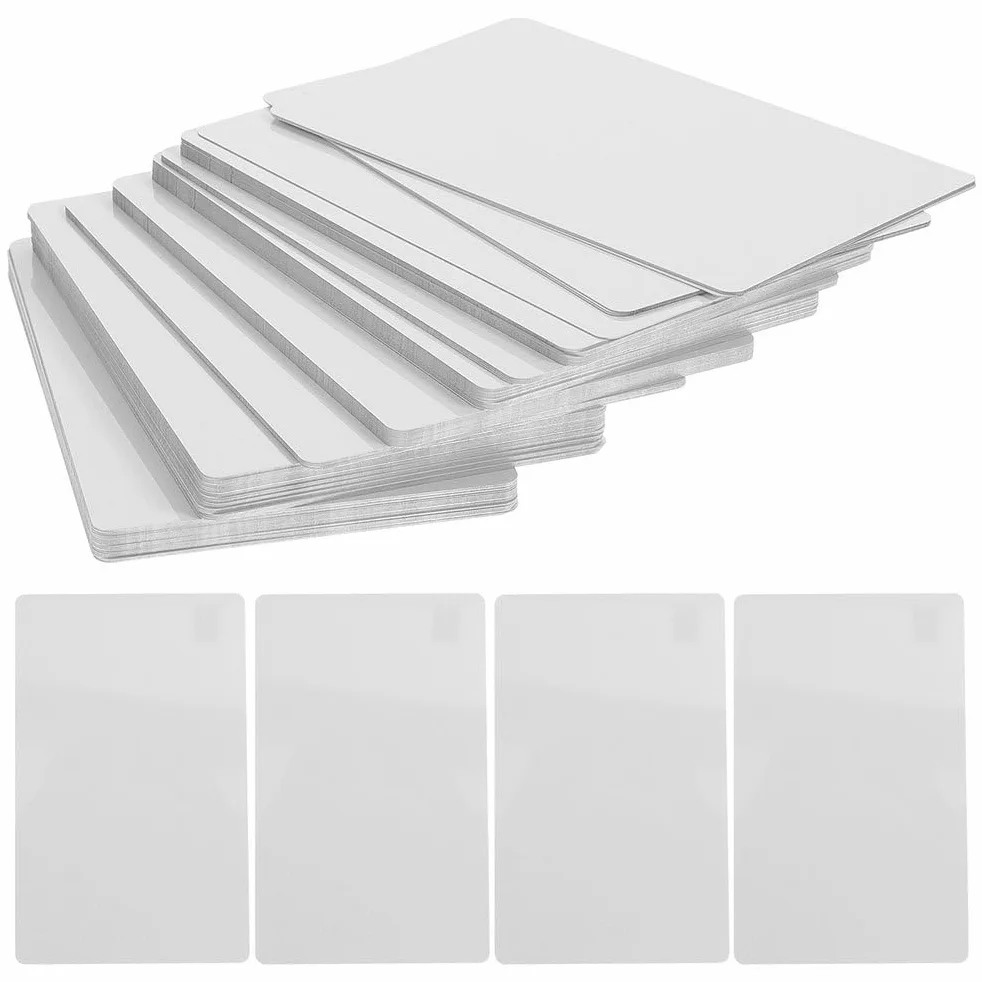 Operitacx 50 Cartes de Visite Métal Vierges Sublimation Épaisses Surface Lisse Coins Ronds Accessoires Bureau Personnalisation DIY