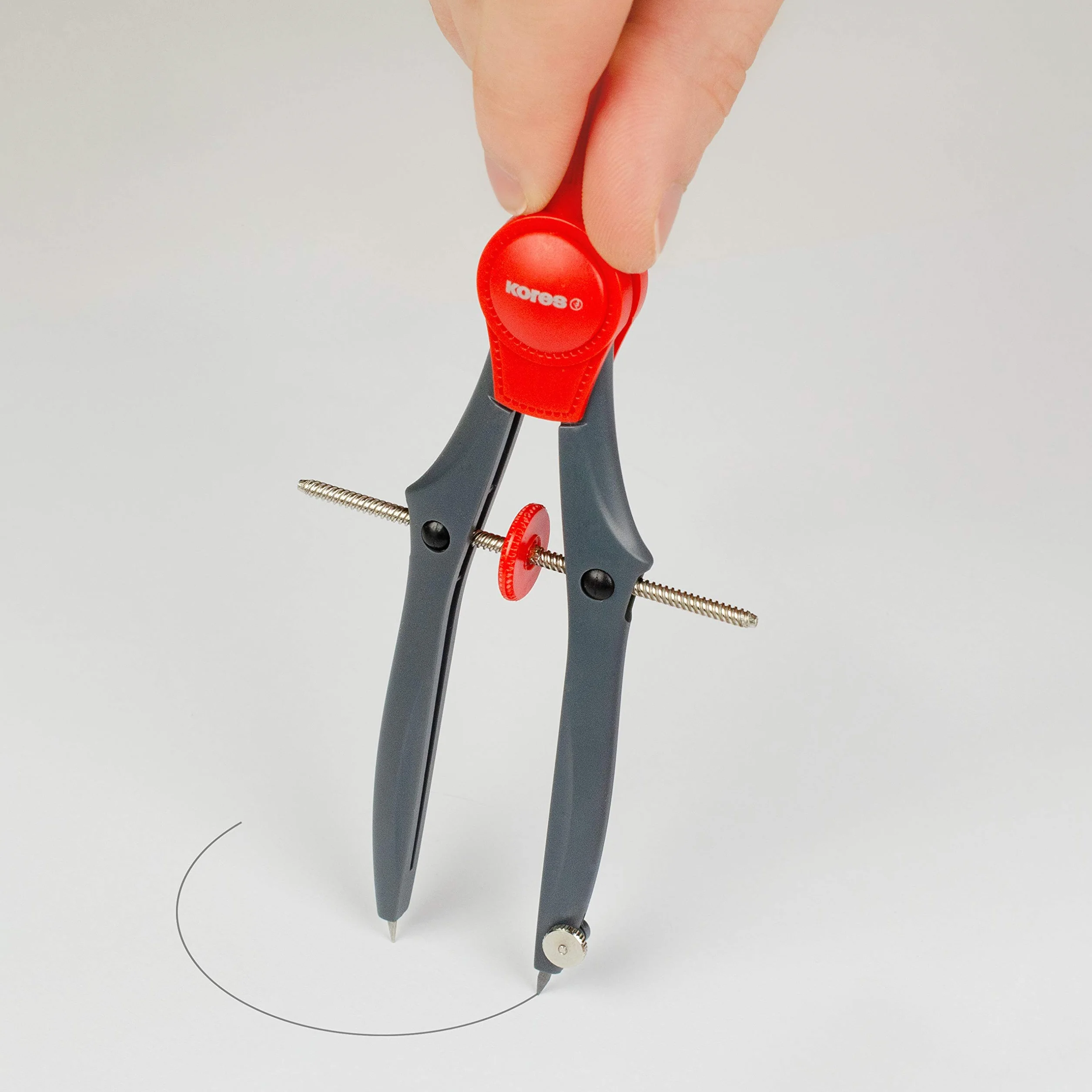 Kores Cirkos Compas de Géométrie avec Molette de Réglage, Léger et Ergonomique, Fournitures Scolaires Mathématiques
