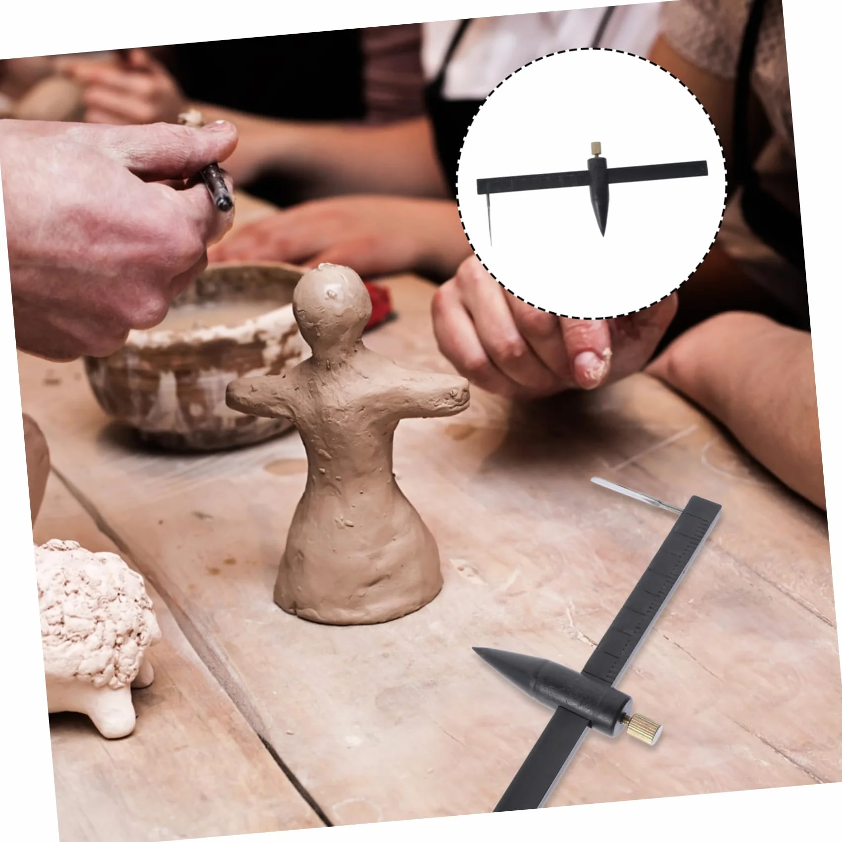 Mobestech Compas de Poterie Inoxydable Coupe-Cercle Précis pour Argile et Modelage