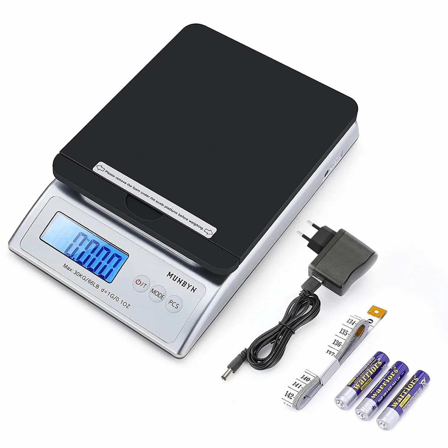 MUNBYN Balance Postale Numérique 30 kg Précision 1g Écran LCD Rétroéclairé Pliable