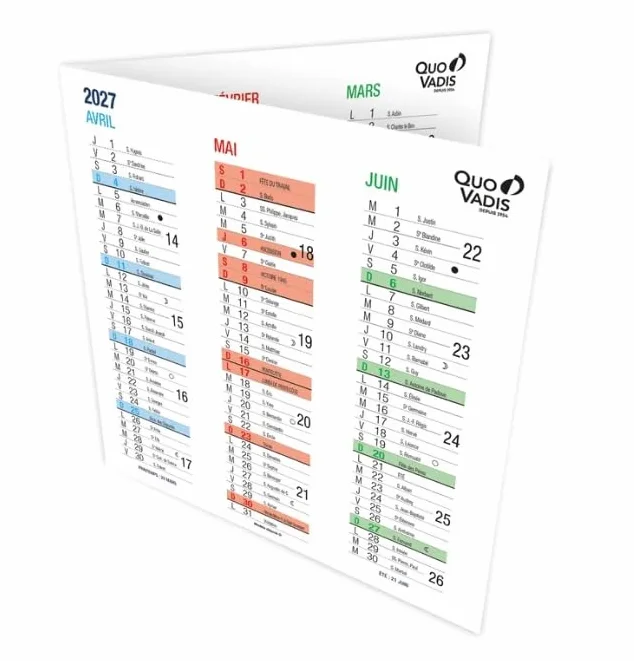 Quo Vadis Calendrier de Bureau 2026-2027 36x18 cm Origami Arc En Ciel