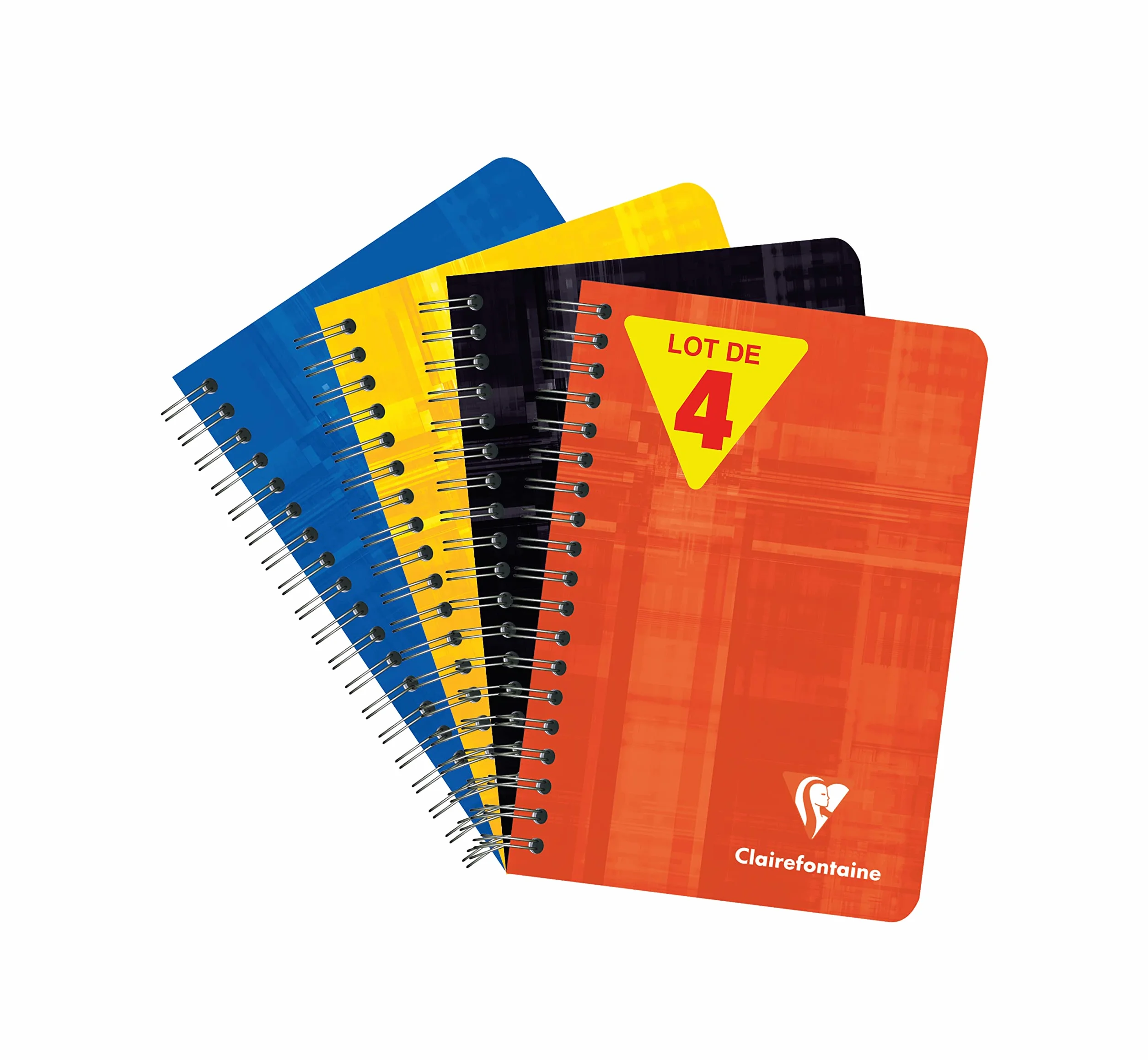 Clairefontaine Lot de 4 Carnets à Spirale 9x14 cm 100 Pages Petits Carreaux Papier Blanc 90 g