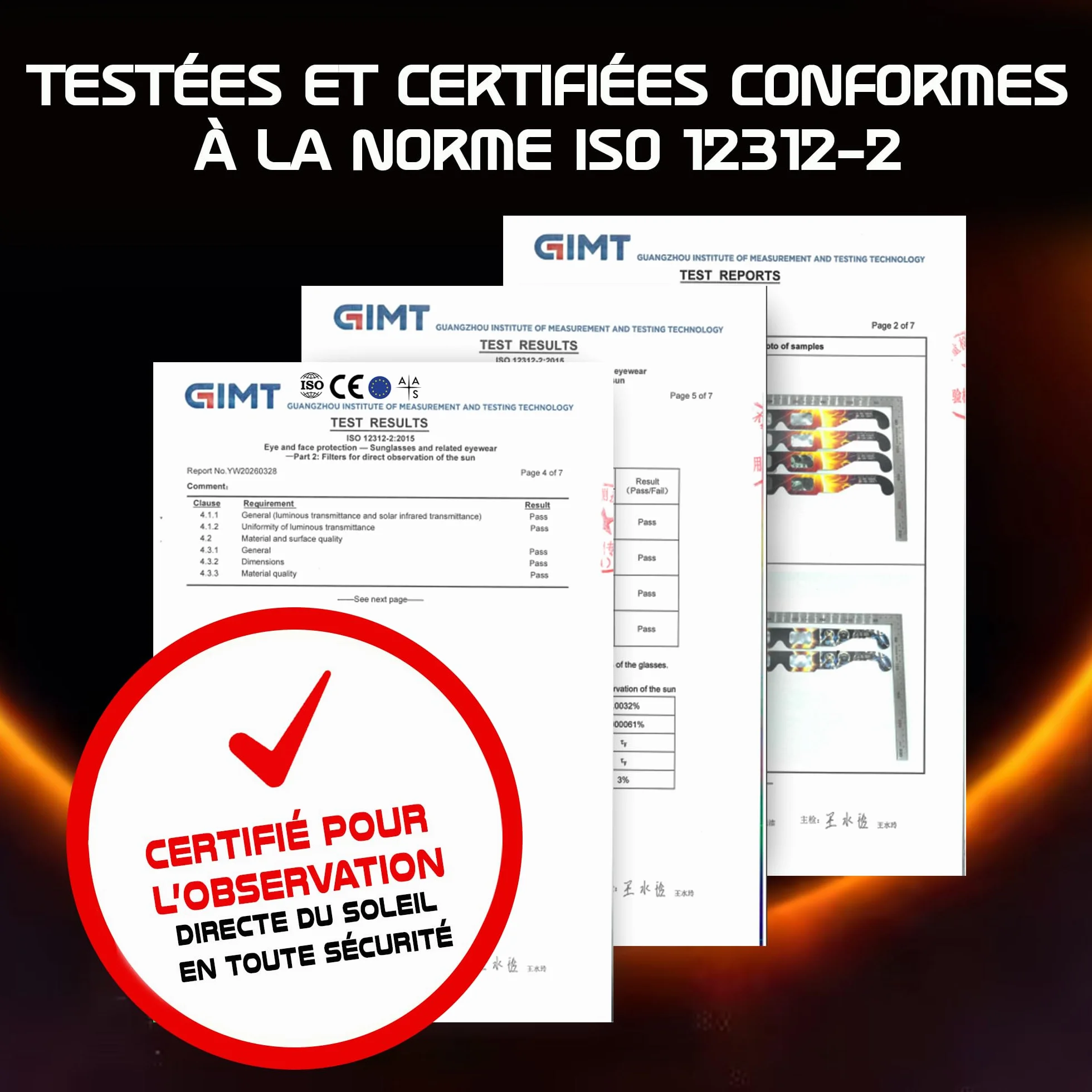 Lunettes d'éclipse solaire Galaxium Lot de 12 - Homologuées AAS 2026 Certifiées ISO 12312-2 CE