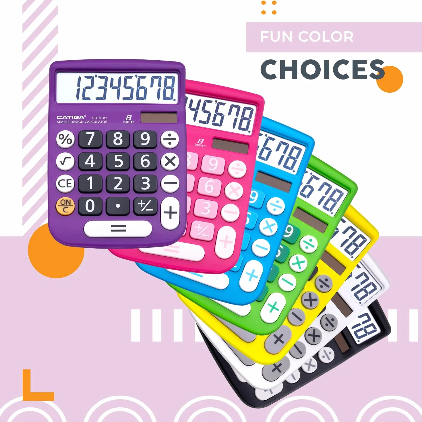 CATIGA Calculatrice de Bureau 8 Chiffres Solaire LCD 4 Fonctions