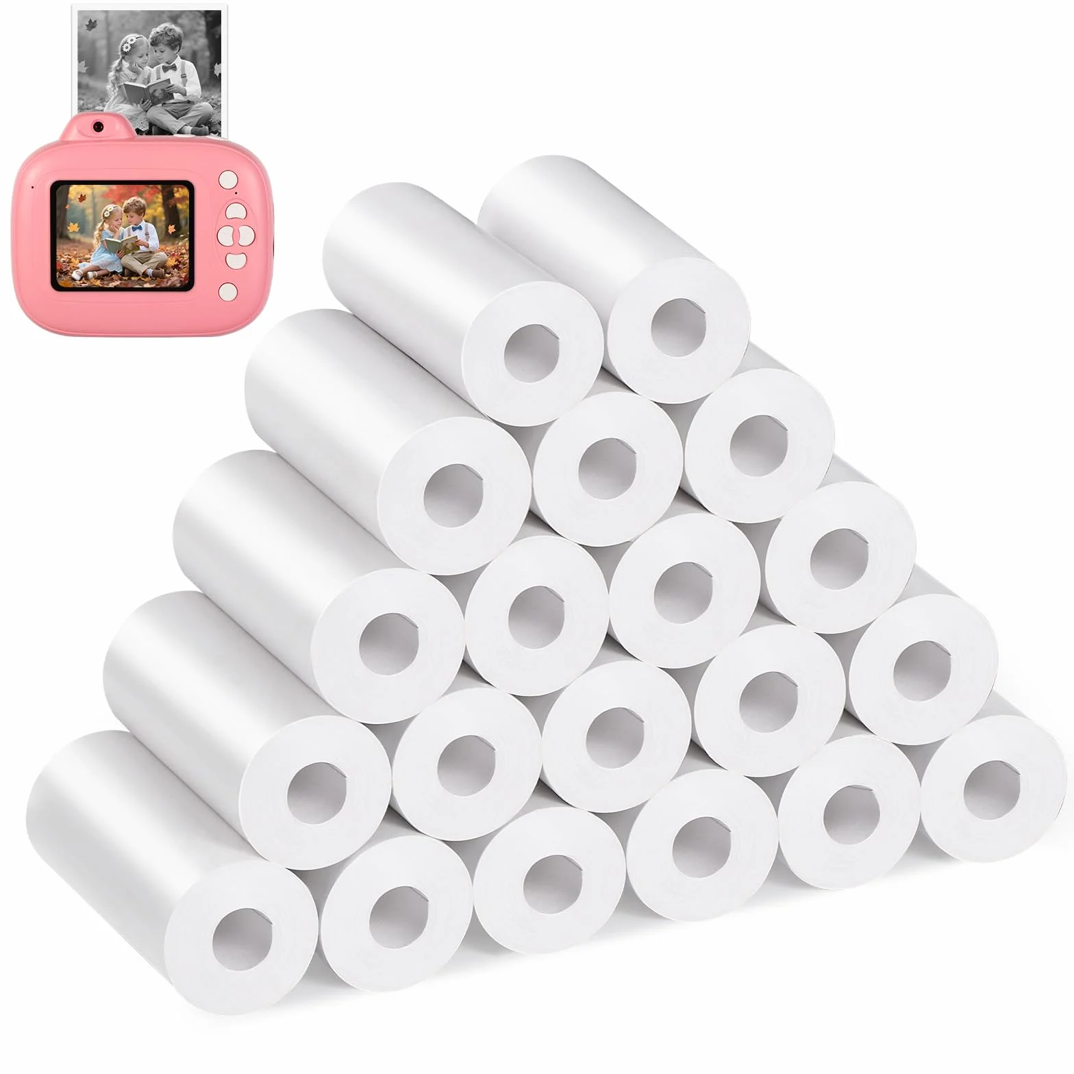 Diboniur Papier Thermique Appareil Photo Enfant 20 Rouleaux Rechange Largeur 5.7cm
