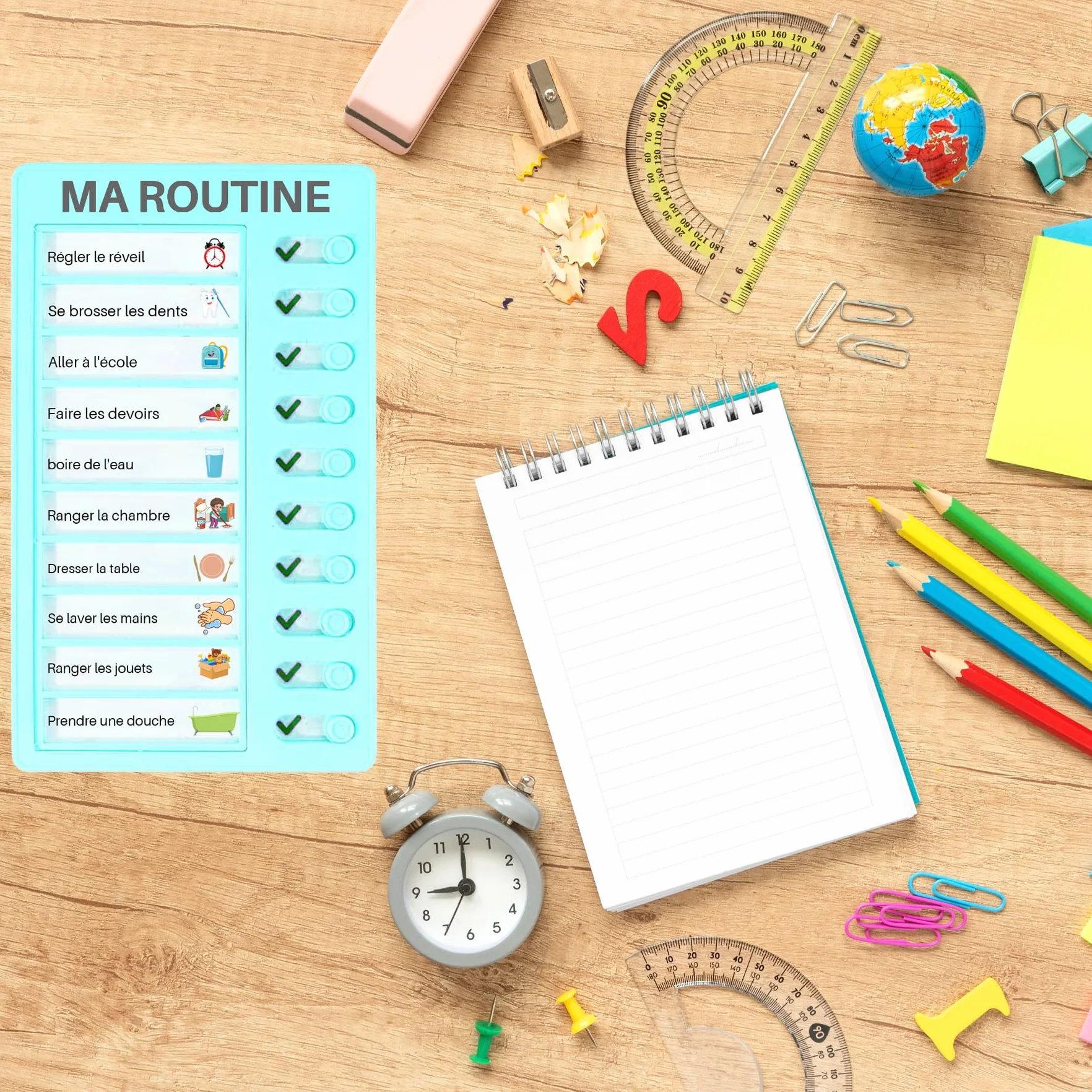 Tableau Routine Enfant Liste Planning To Do List avec 10 Cartes de Contrôle DIY pour Planification d'apprentissage Tâches Ménagères