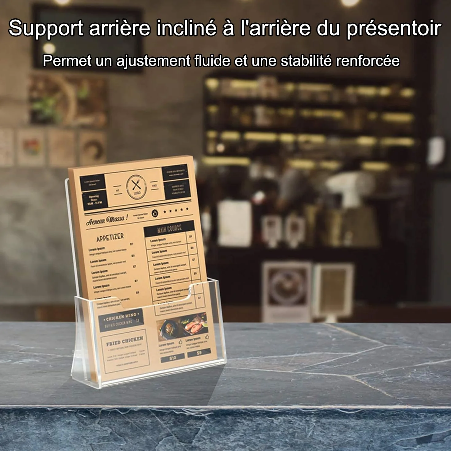Porte-brochure en acrylique transparent A4 Lot de 2 supports autonomes pour menus magazines