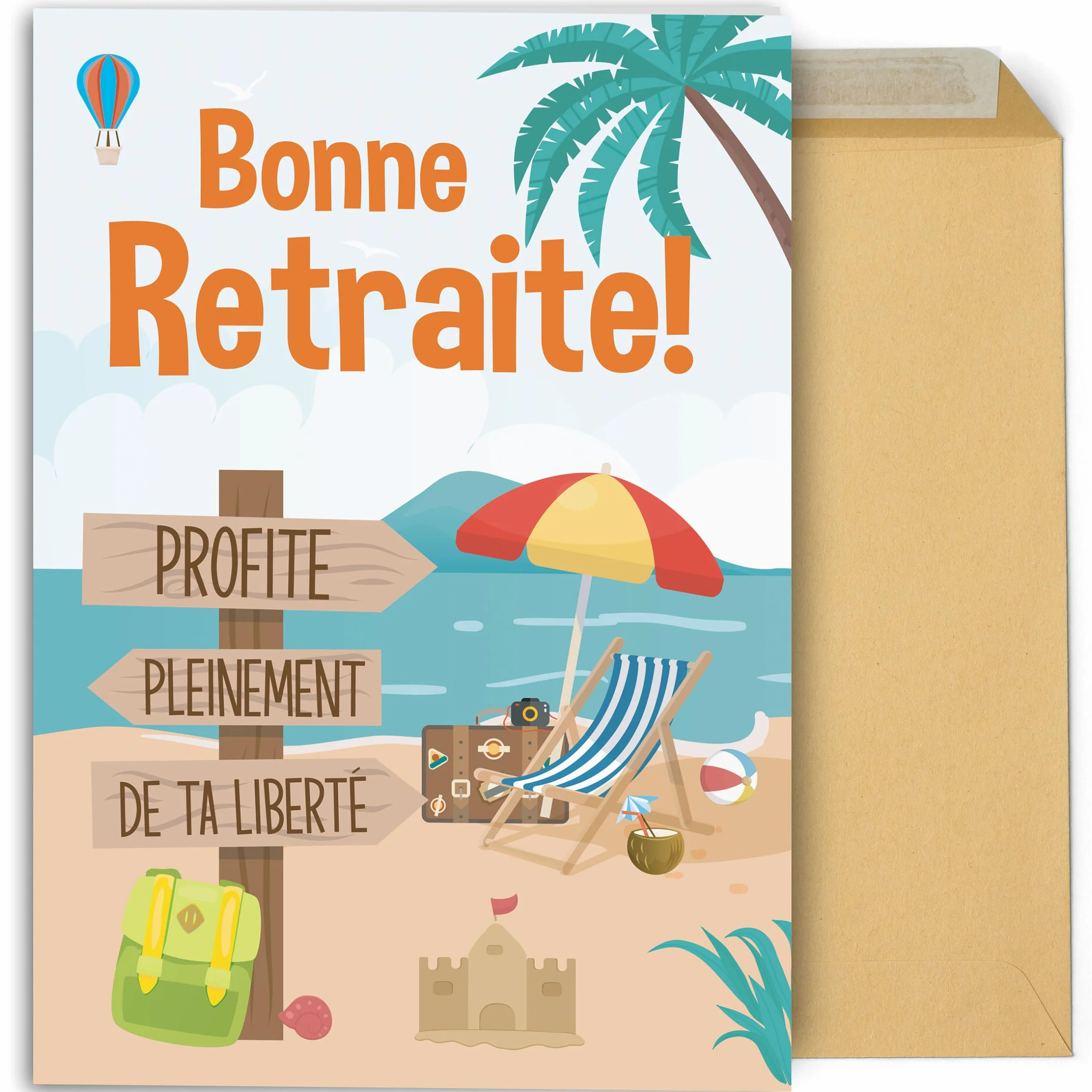 CONTRAXT Carte Joyeuse Retraite 42x30 cm Grande carte de signatures Cadeau original pour collègues