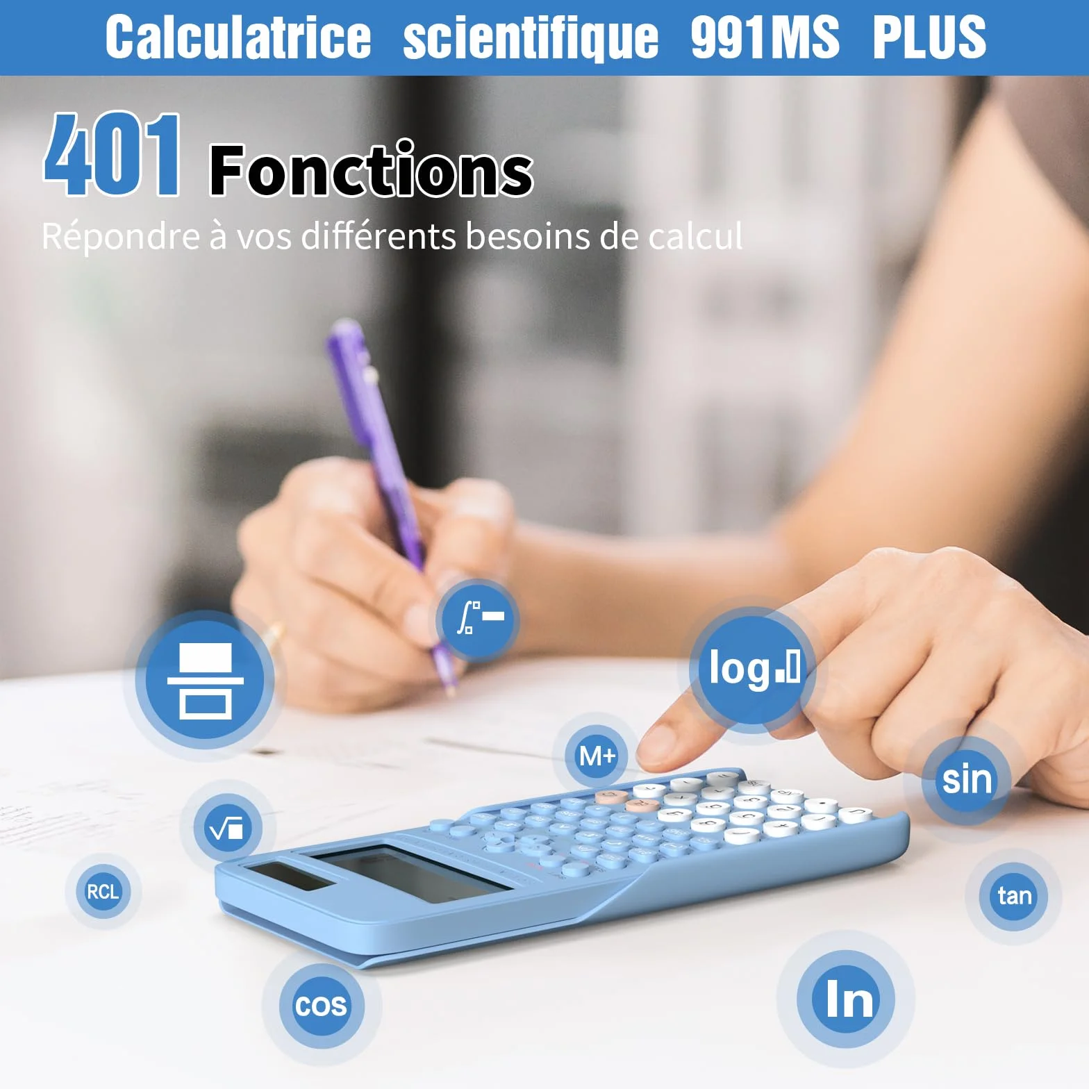 NEWYES 991MS-II Calculatrice Scientifique 401 Fonctions Bleu