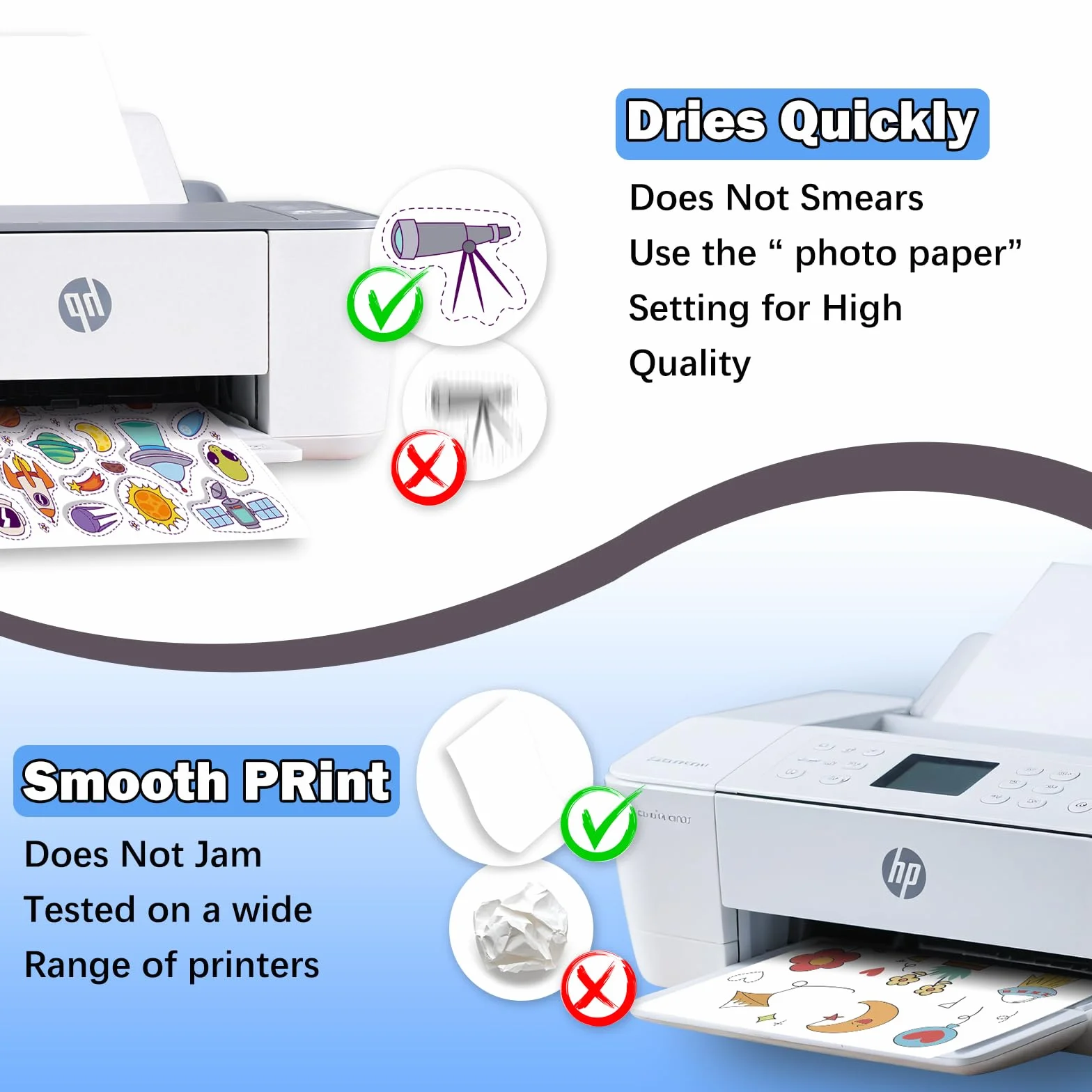 Papier Autocollant en Vinyle Blanc Mat Imprimable A4 297 x 210 mm 30 Feuilles pour Imprimante Jet d’Encre Compatible Cricut Silhouette