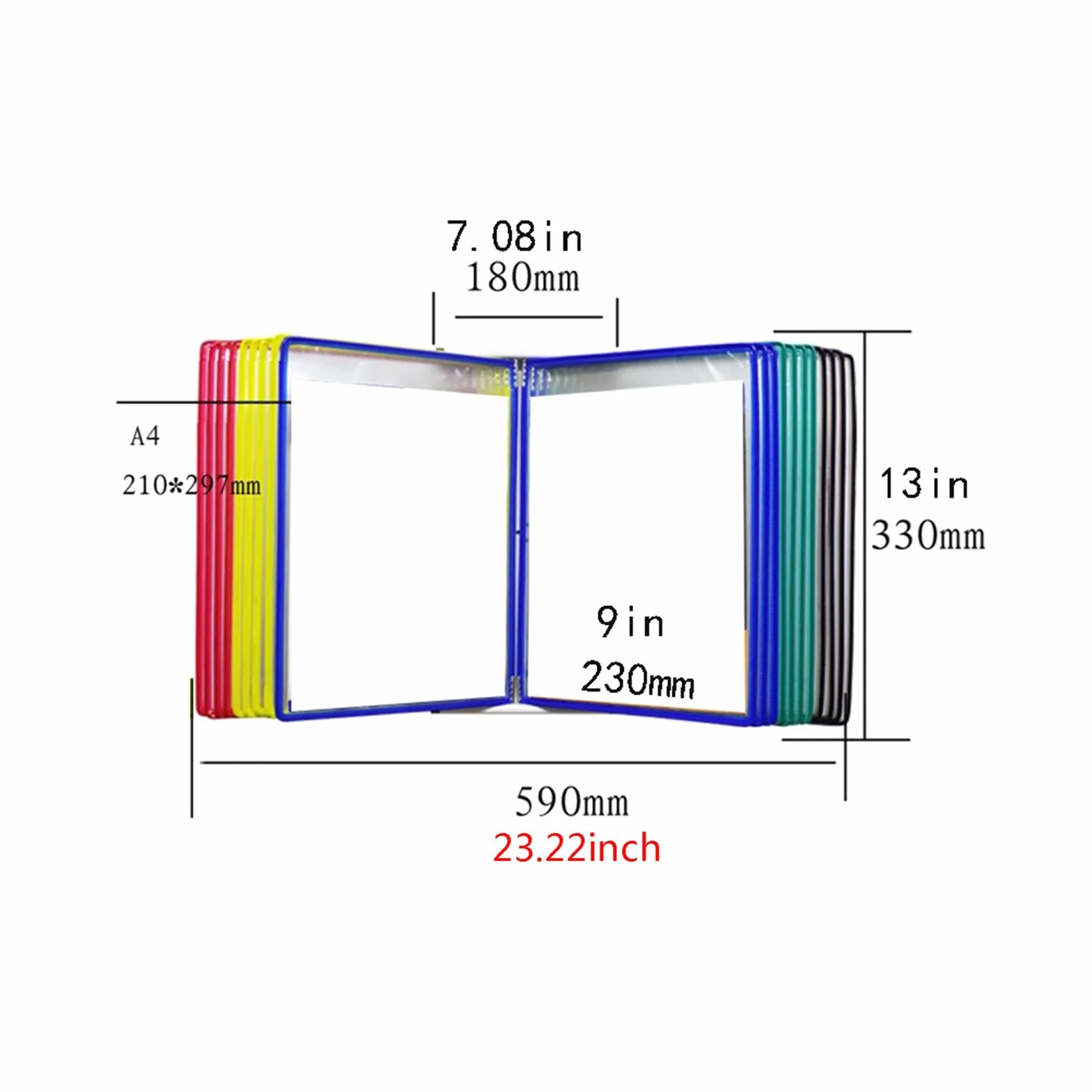 Porte Vue Detachable A4, Support Kit Mural Document Métal 40 Pochettes, Vario Coloris