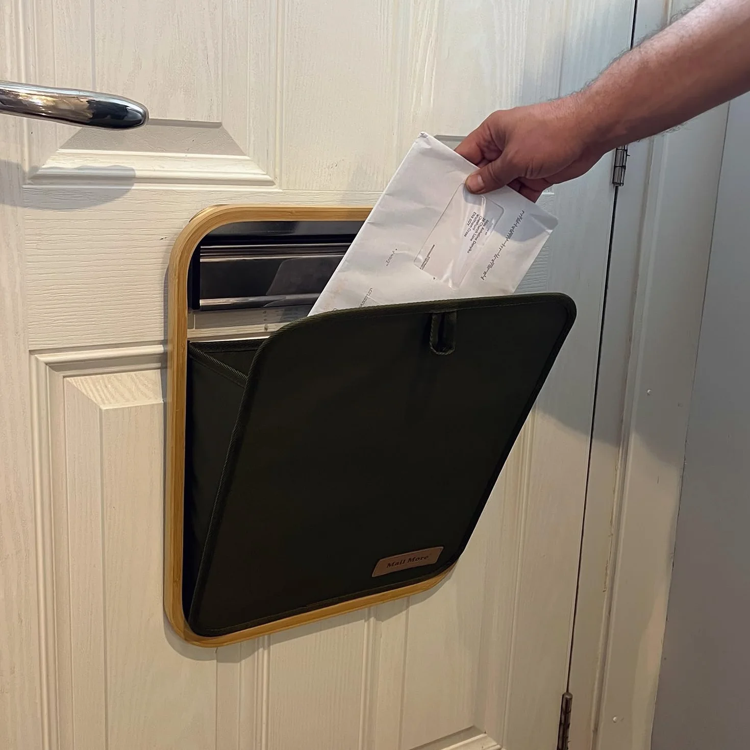 Corbeille à courrier en tissu de bambou pour porte d'entrée