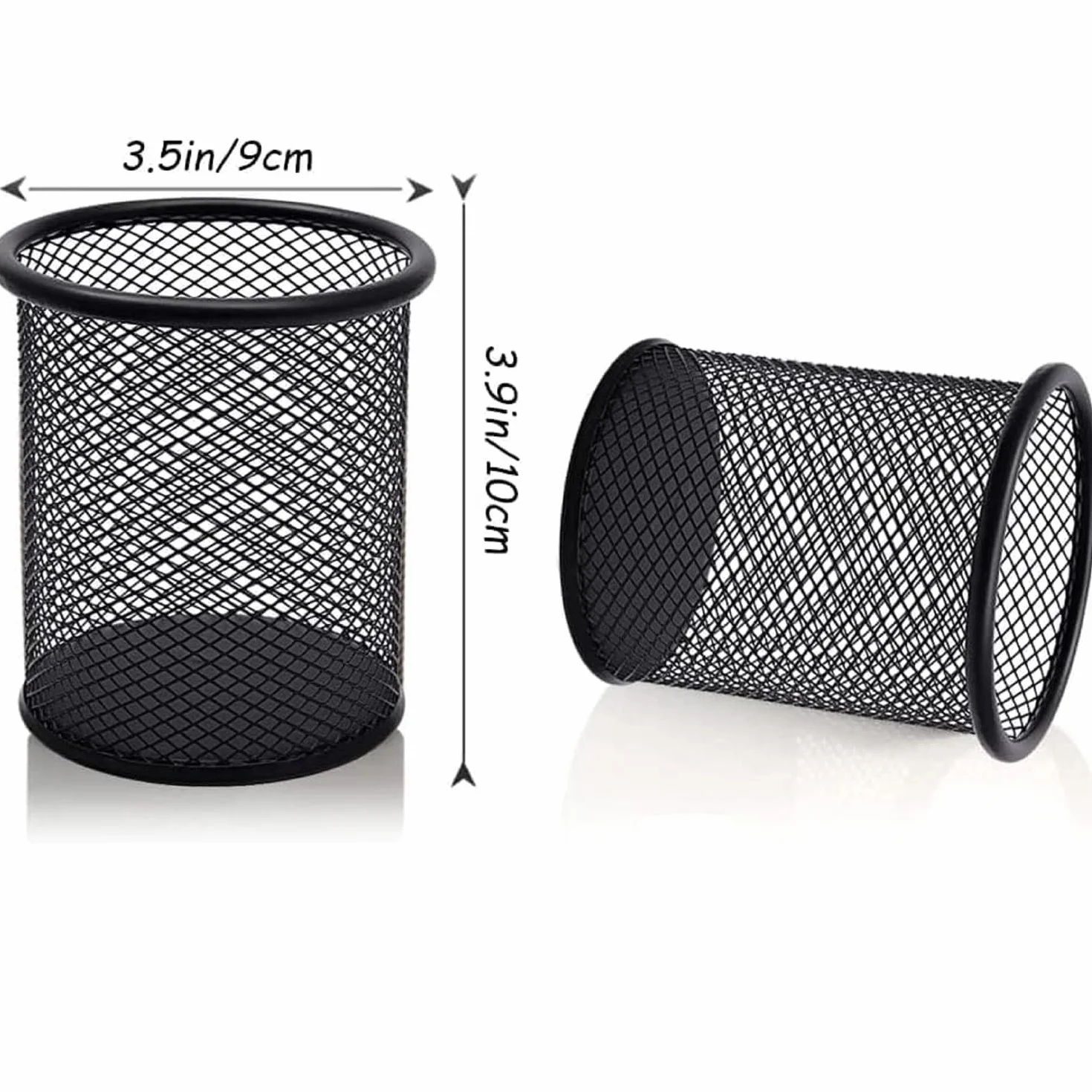 Porte Stylo en Métal Rond, Pot à Crayon Multifonction, Organisation Bureau Maison, Noir, DIFIT 4 PCS