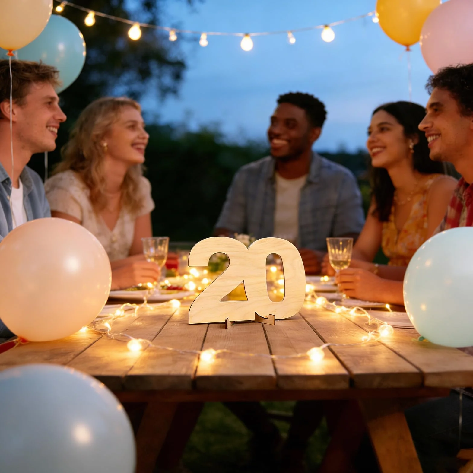 Carte Anniversaire 20 Ans En Bois Avec Support, Livre D'Or Alternatif Signature Cadeau Original