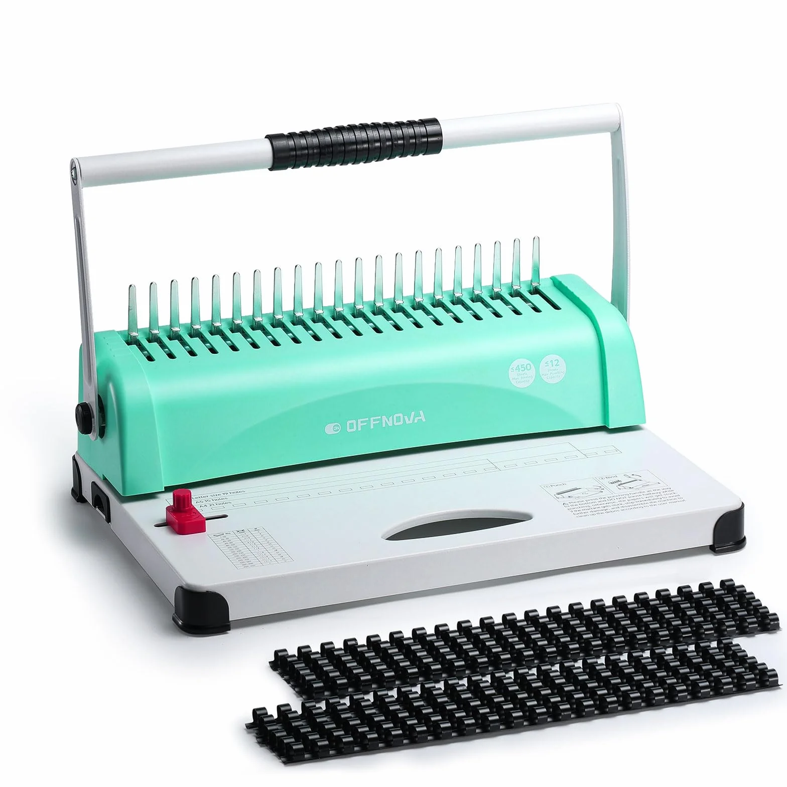 OFFNOVA Relieuse 21 trous 450 feuilles A4 A5 classeur 100 reliures 1,9 cm