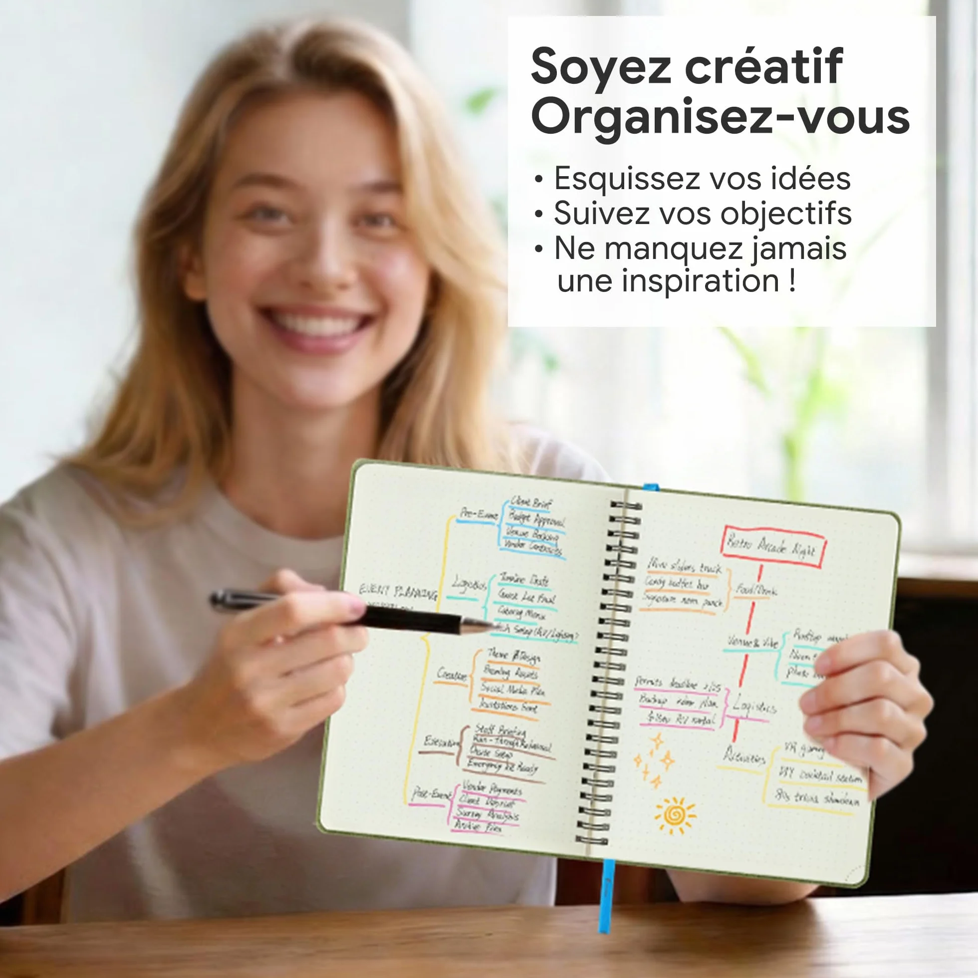 Agenda Semainier 2026-2027 A5 Couverture Souple PU Cuir Spirale Bleu ciel 18 Mois Scolaire Vertical Planner