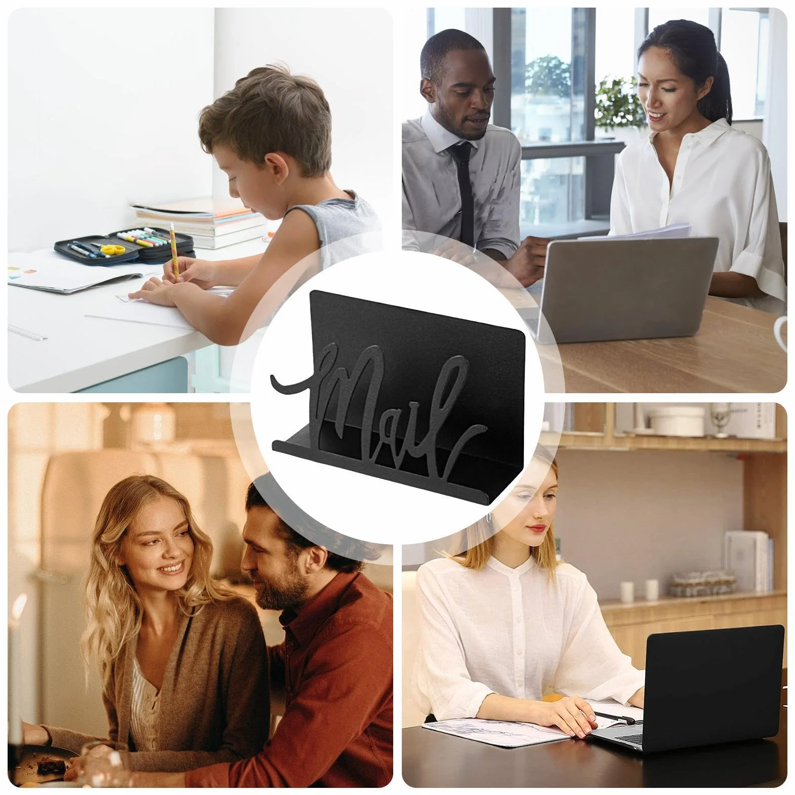 Organisateur de courrier métal noir pour maison, bureau, porte-lettres mural