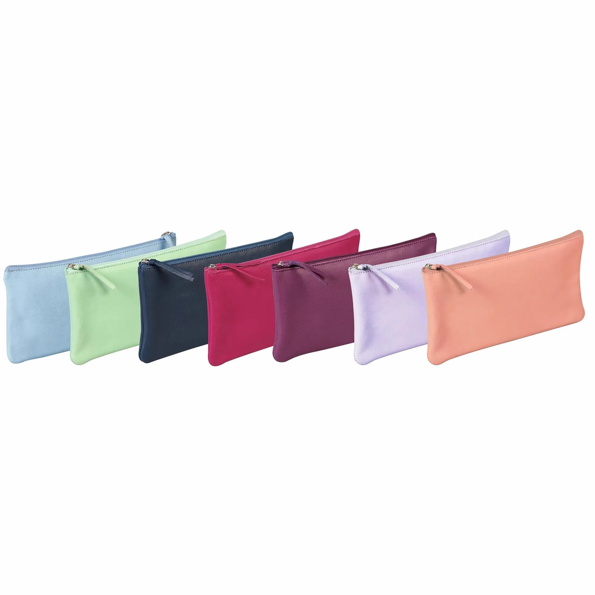 Clairefontaine Trousse Scolaire Plate Bleu foncé 22x11 cm Véritable Cuir d'Agneau Fourniture Scolaire