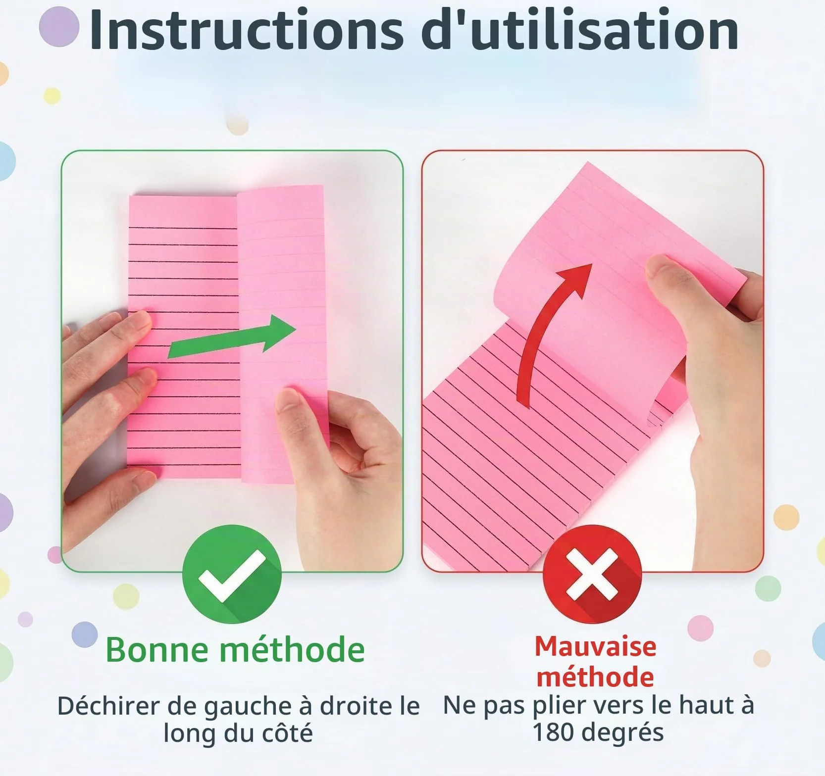 Agoer 500 Feuilles Note Adhésive Lignée 10 Couleurs 100 x 150 mm Notes Autocollante 10 Blocs 50 Feuilles/bloc Super Sticky