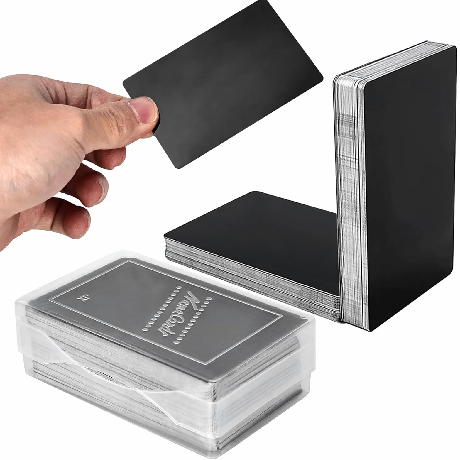 Carte de Visite Metal Vierges 300 Pièces Noir Aluminium Gravées au Laser Cartes Professionnelles