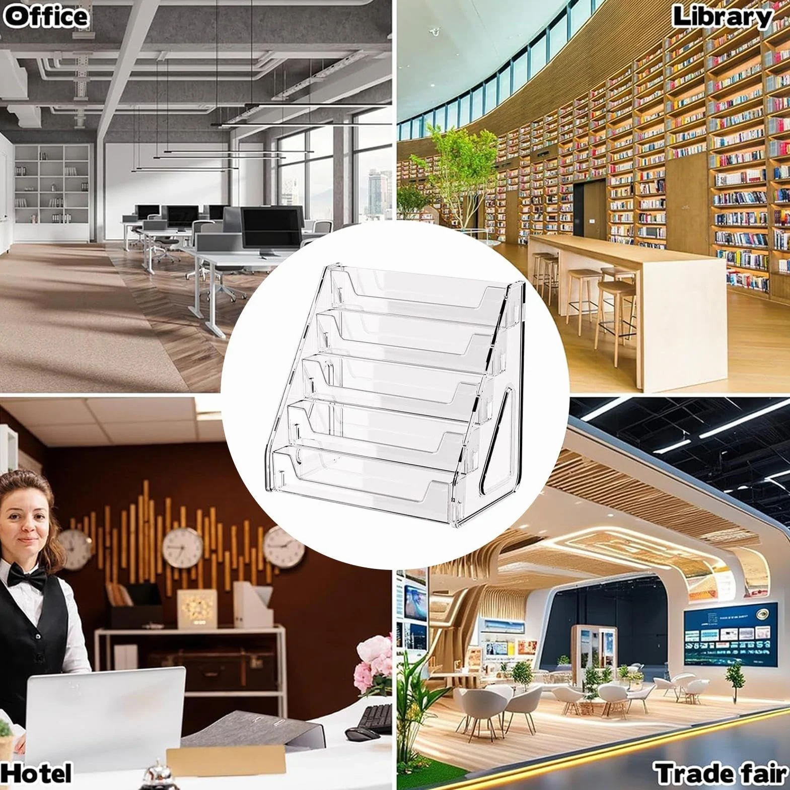 Présentoir à Brochures 5 Niveaux pour Catalogues et Documents - Support de Rangement pour Bureau École Restaurant
