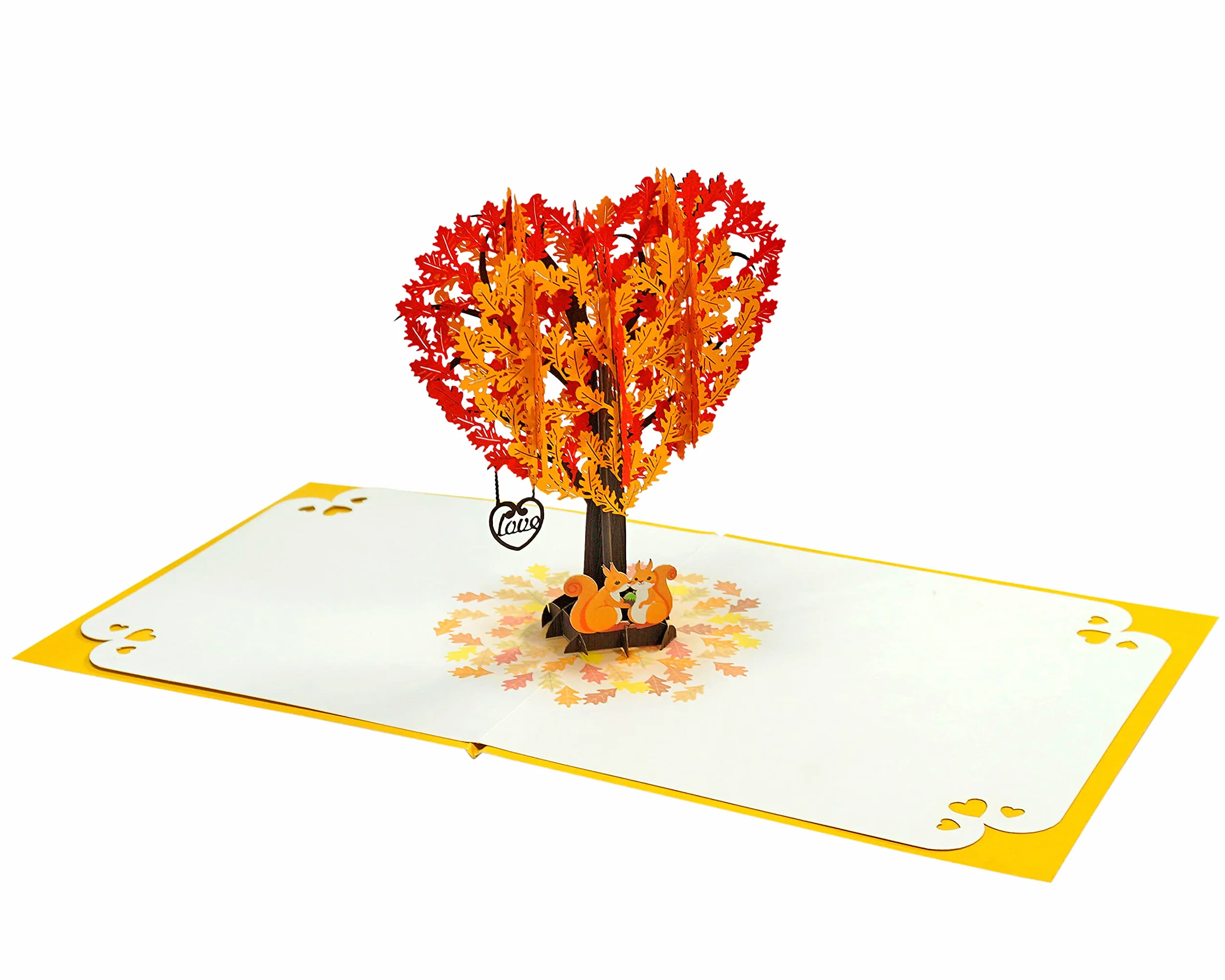 Carte Anniversaire Pop Up 3D Écureuils Arbre Coeur