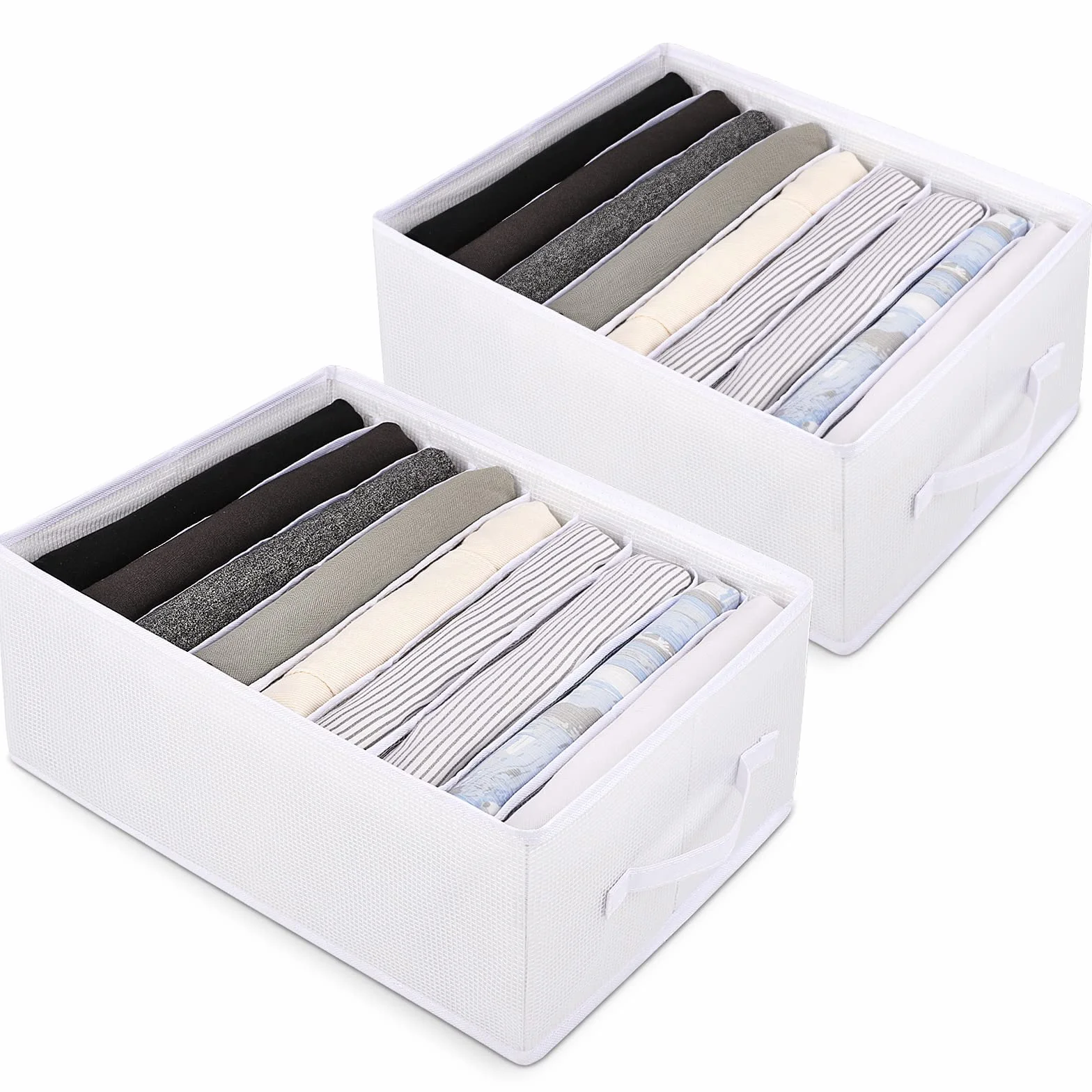 Boîte de Rangement Vêtements 9 Grilles Armoire Organisateur Pliable 2PCS Blanche Neige