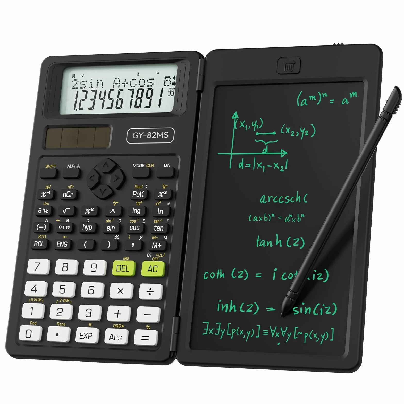 NEWYES Calculatrice Scientifique 82MS 240 Fonctions Tablette d'Écriture Stylo Inclus 2 Lignes Noir