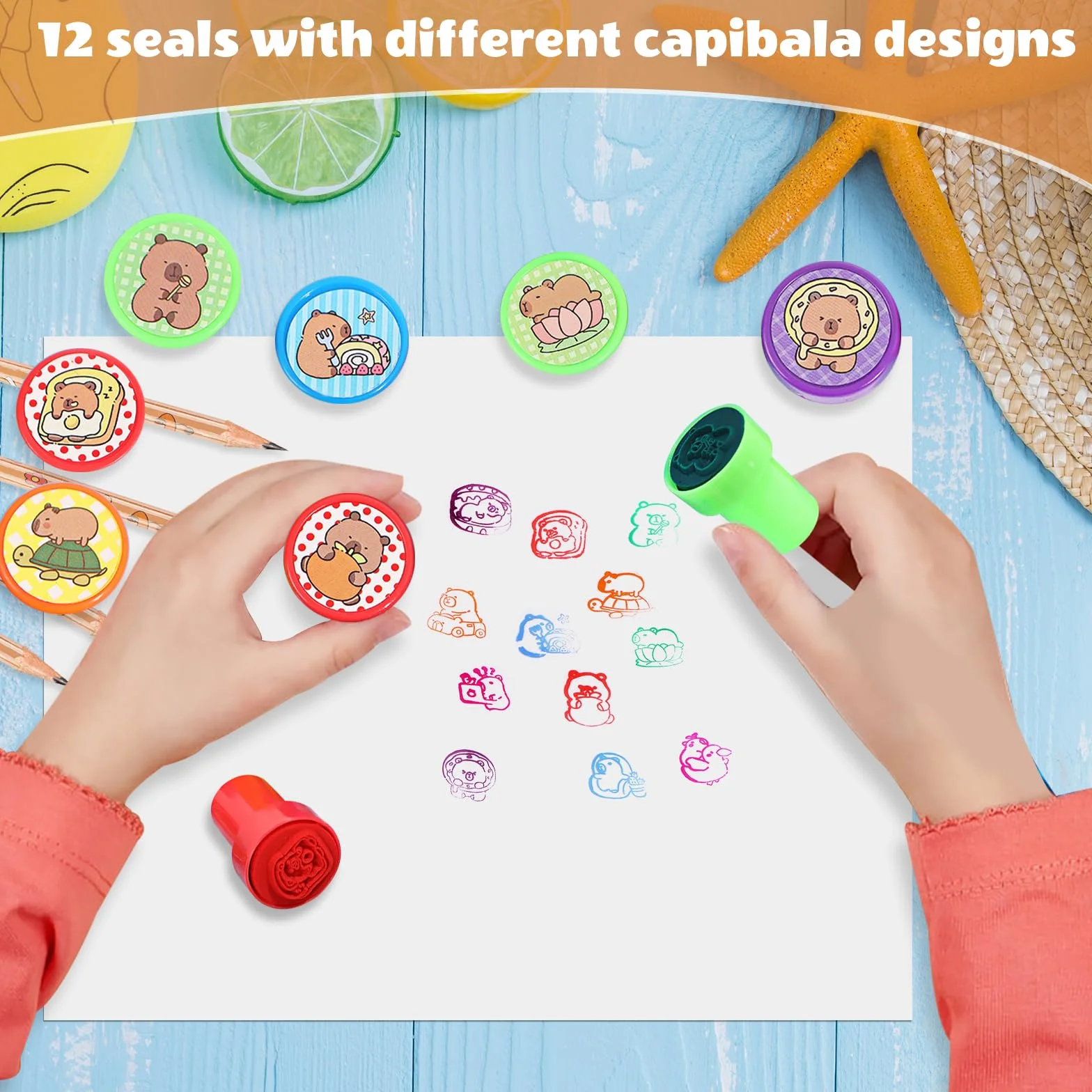 80Pcs Capybara Set de Fournitures Scolaires, Bloc-notes Spirale Autocollant Crayon Gomme, Cadeaux Anniversaire Filles Garçons