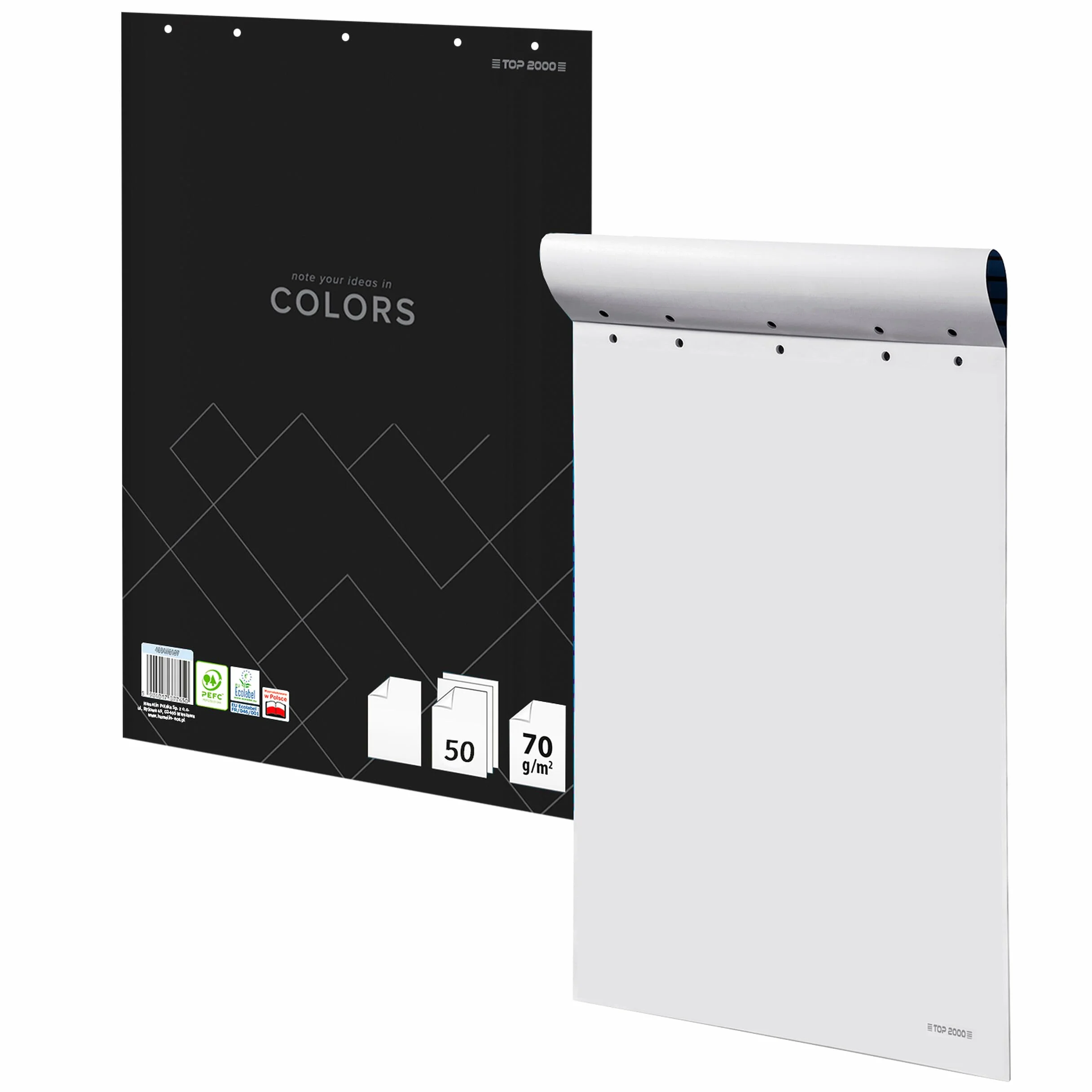 Bloc de papier pour paperboard Top-2000 64 x 90 cm 50 feuilles 70 g/m² Blanc