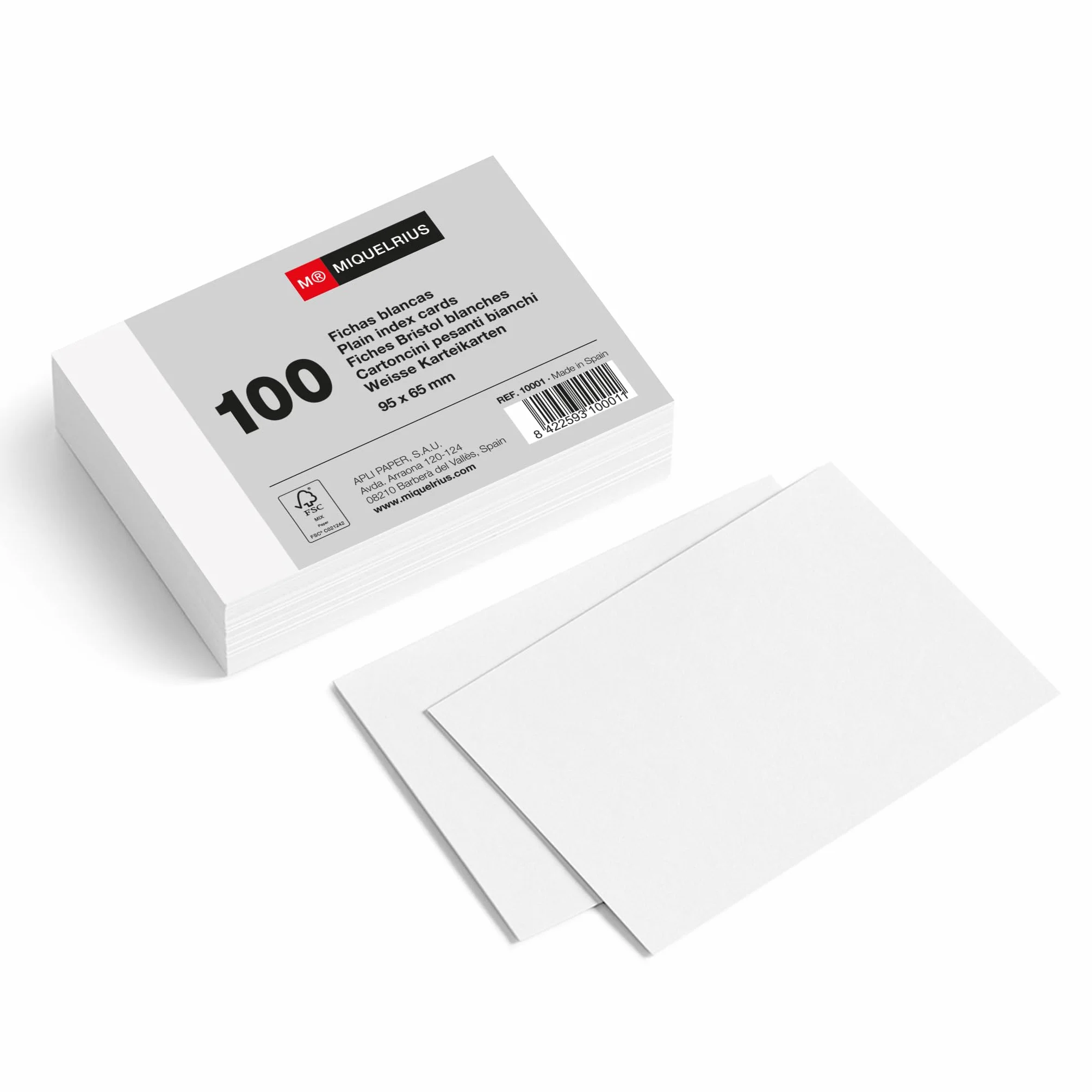 Miquelrius Flashcards 100 fiches Bristol 95 x 65 mm Papier carton offset 200 g/m²