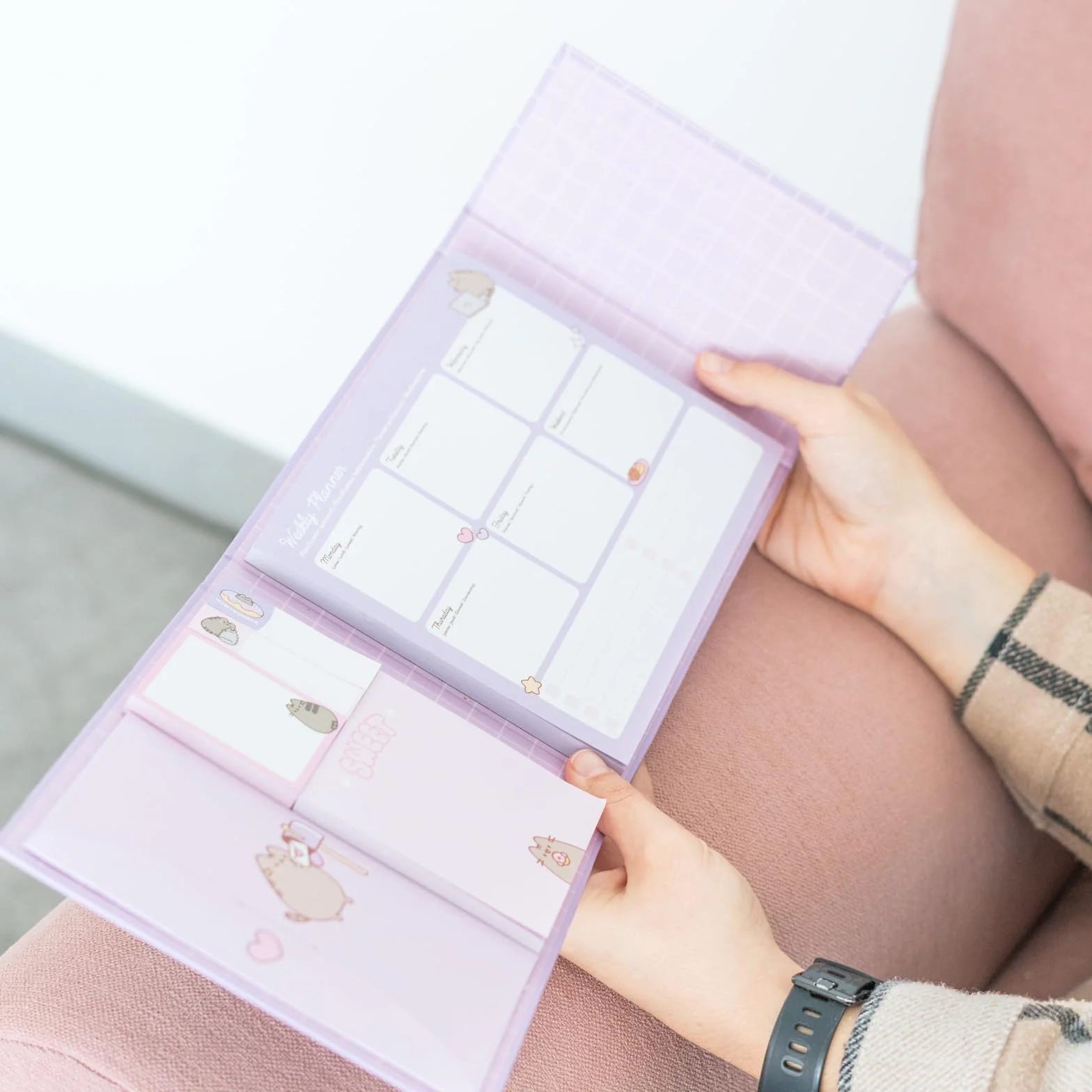 Grupo Erik Pusheen Set Bloc Notes Semainier Planner Hebdomadaire Notes Adhésives Papeterie Bureau