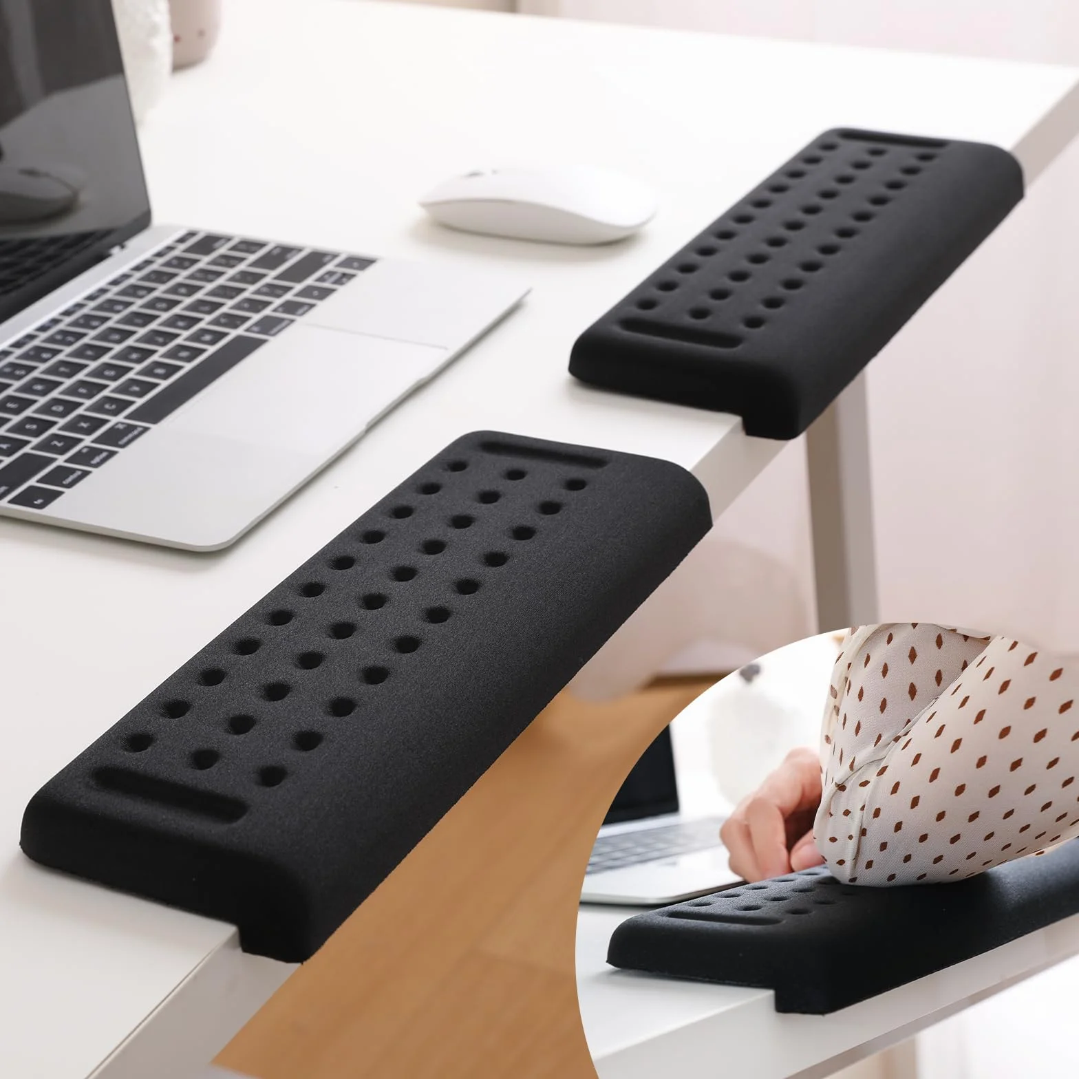 Lot de 2 repose-bords de bureau en forme de L, antidérapant, mousse à mémoire de forme 30x10cm