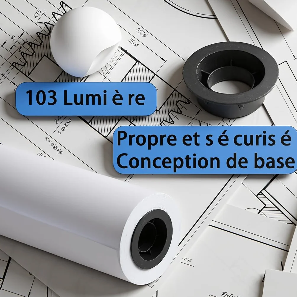 Papier pour traceur 610 mm x 50 m, 24 inch x 150 ft, 4 rouleaux, mandrin 2 pouces