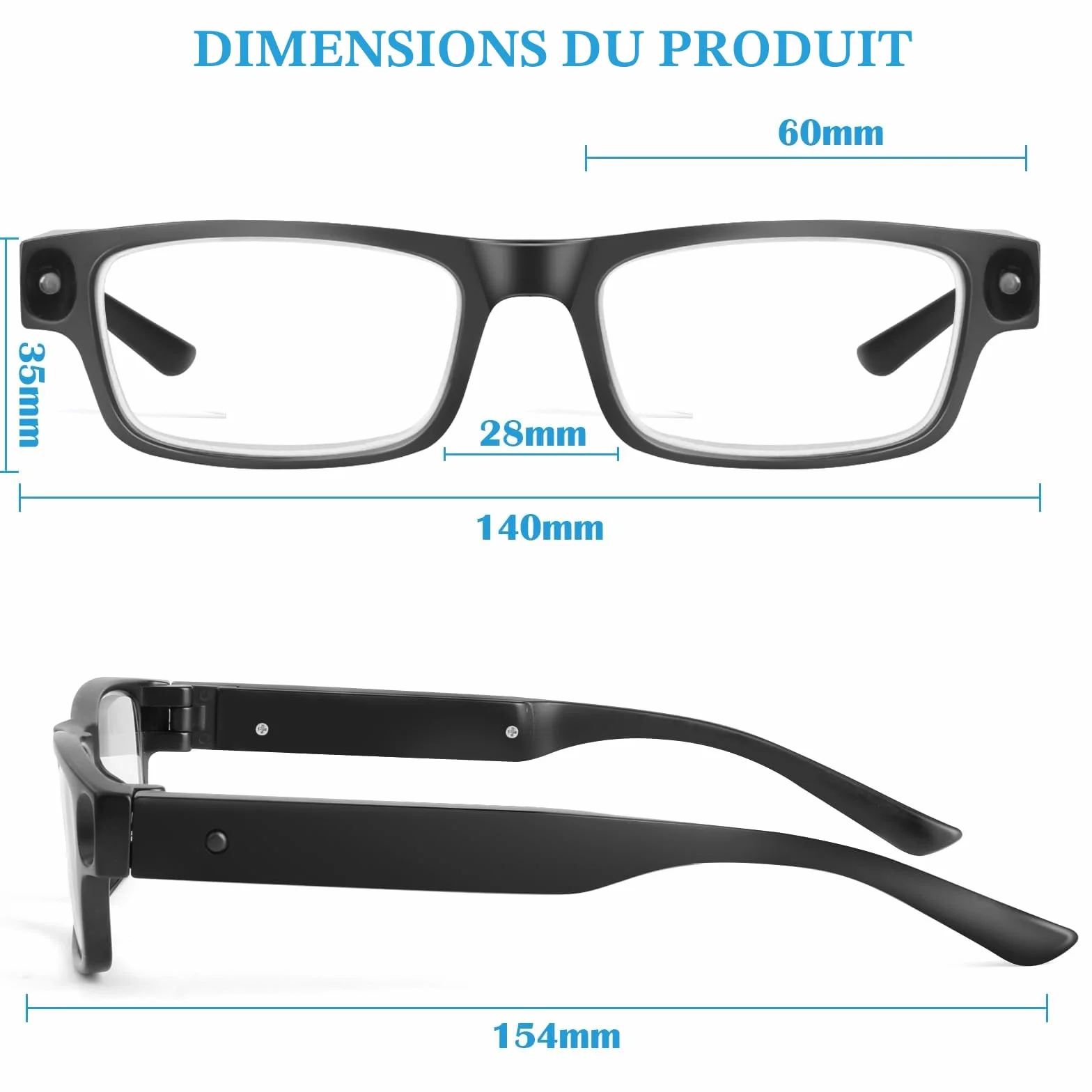 Lunettes Grossissantes 300% avec Lumière LED Rechargeables USB Mains Libres