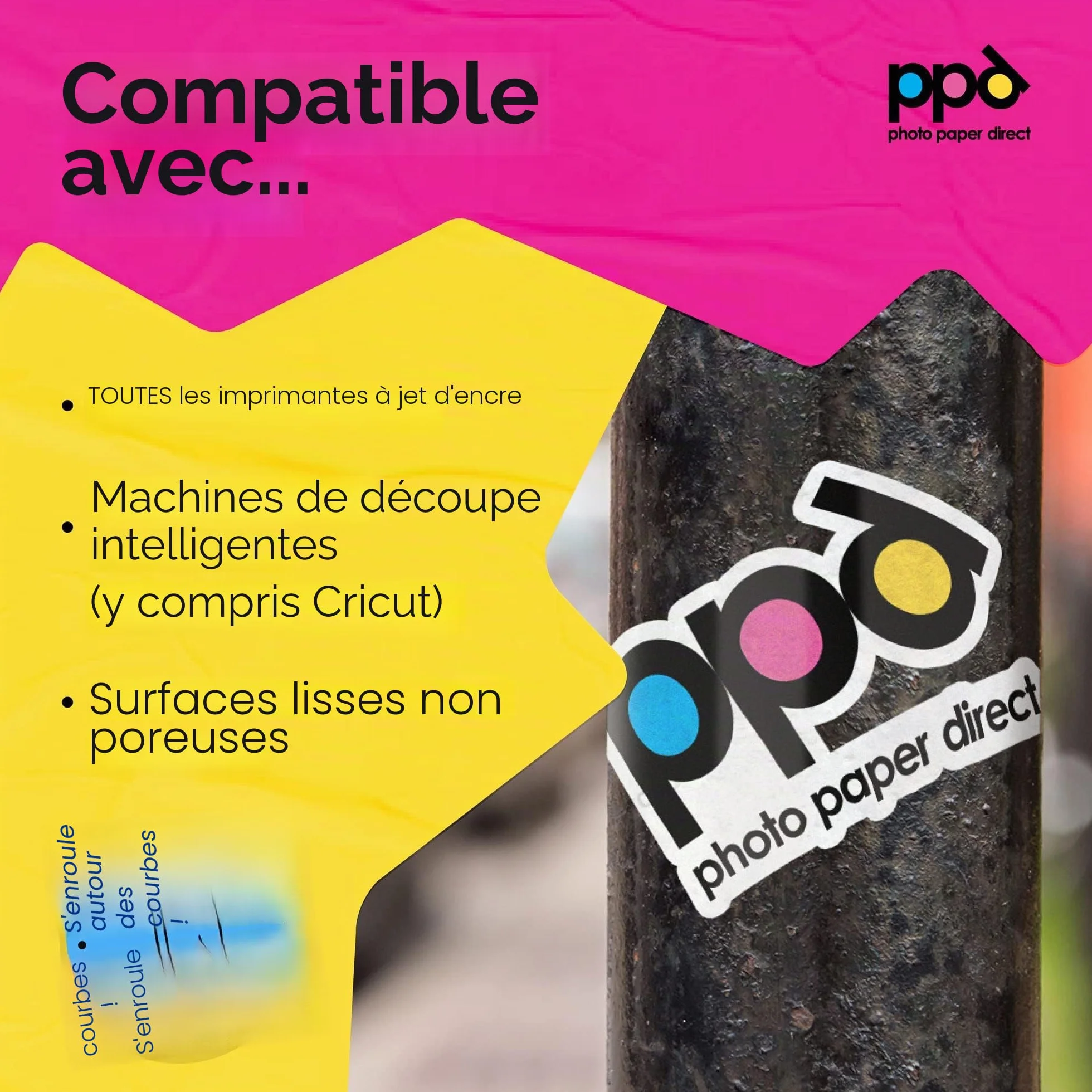 PPD A4 x 10 Films Autocollants Personnalisables Fini Brillant Revêtement Microporeux pour Impression Photo Jet d'Encre Stickers Premium PPD-36-10
