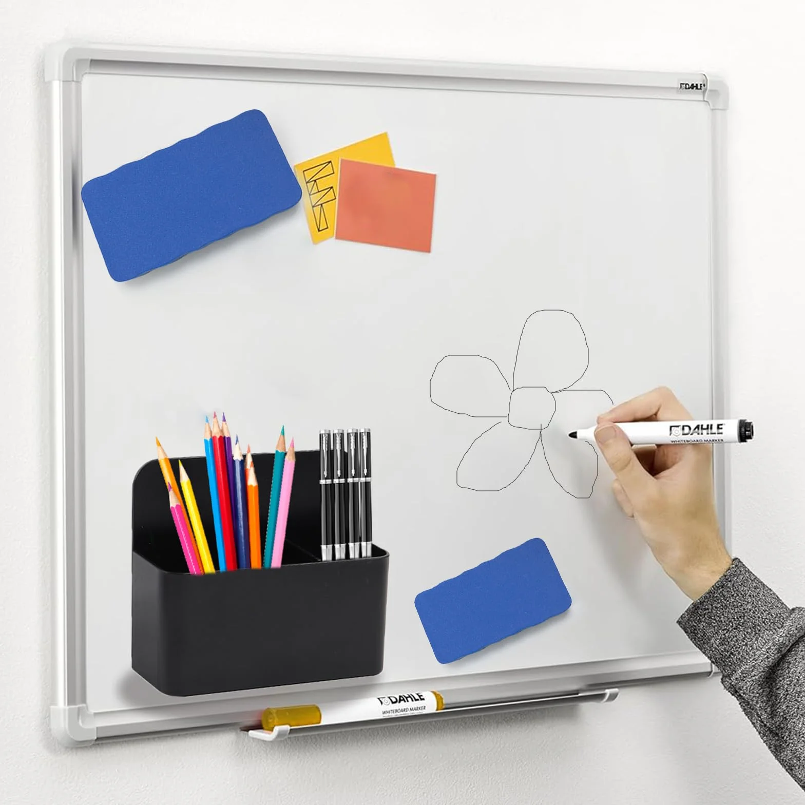 Porte-stylos Magnétiques 2 Pièces avec Éponges, Accessoires pour Tableau Blanc, Support pour Marqueurs