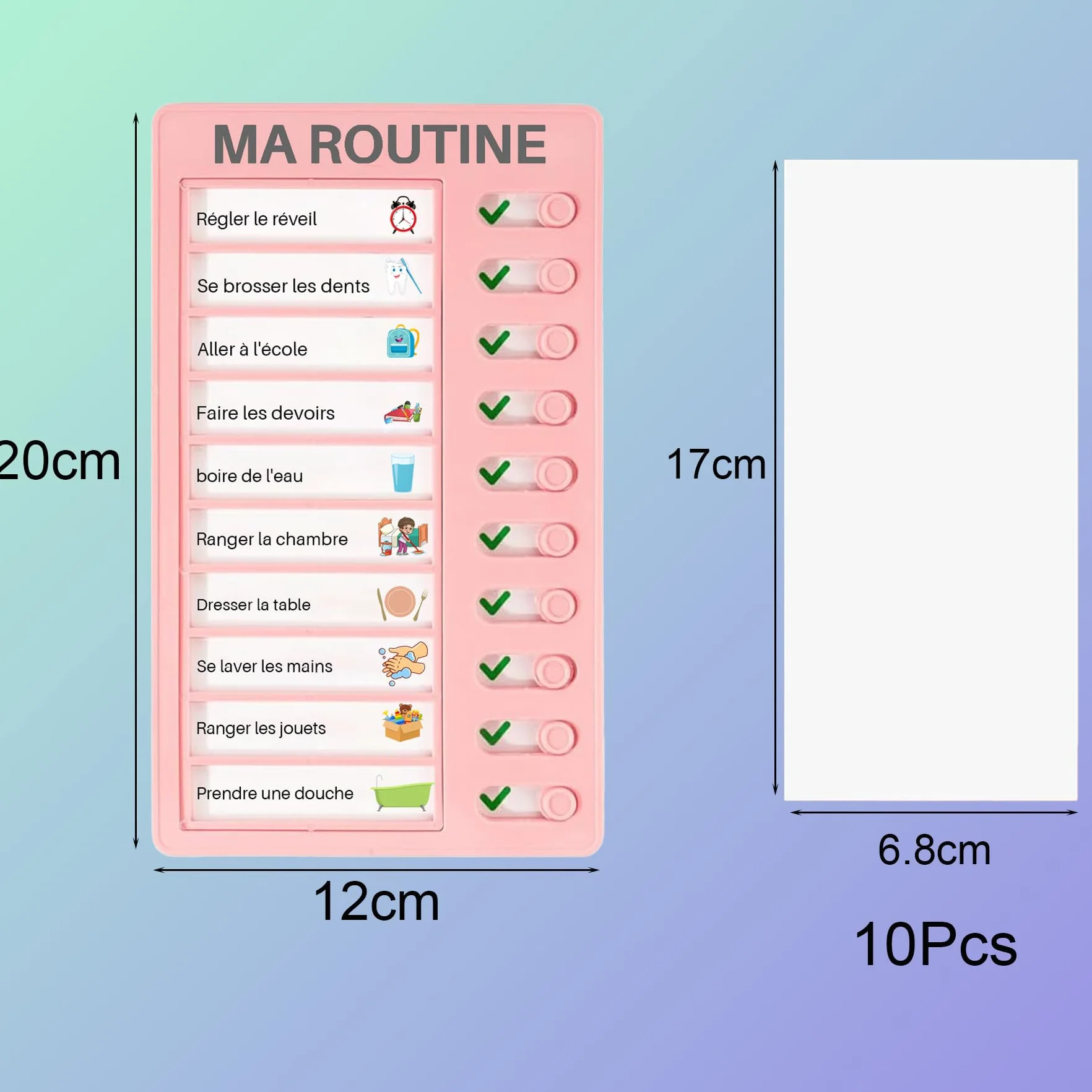 Tableau Routine Enfant Liste Planning To Do List avec 10 Cartes de Contrôle DIY pour Planification d'apprentissage Tâches Ménagères