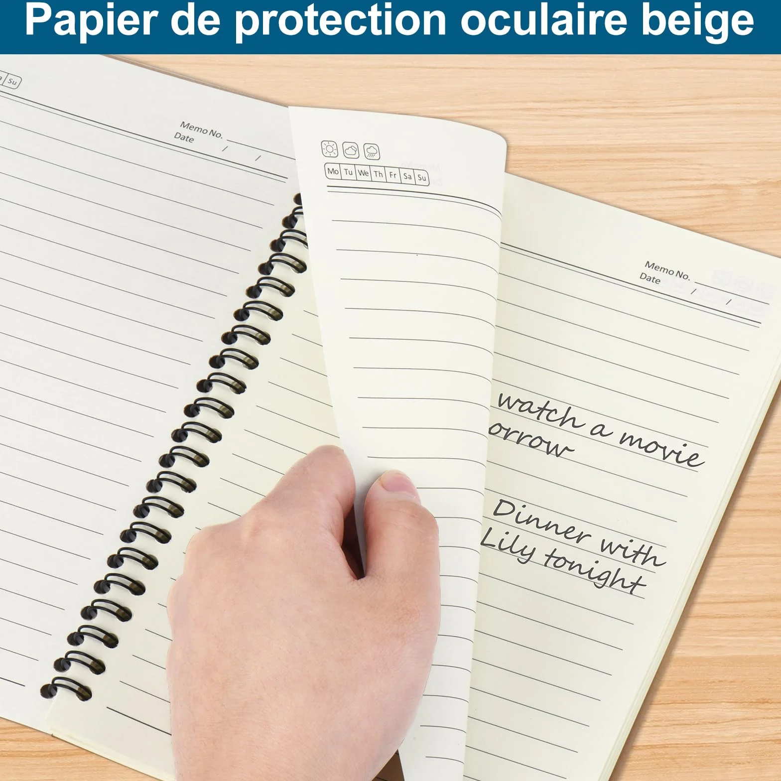 Cahier à Spirale Kraft 60 Feuillets Lot de 6 Blocs, 80 g/m², 120 Pages Lignées