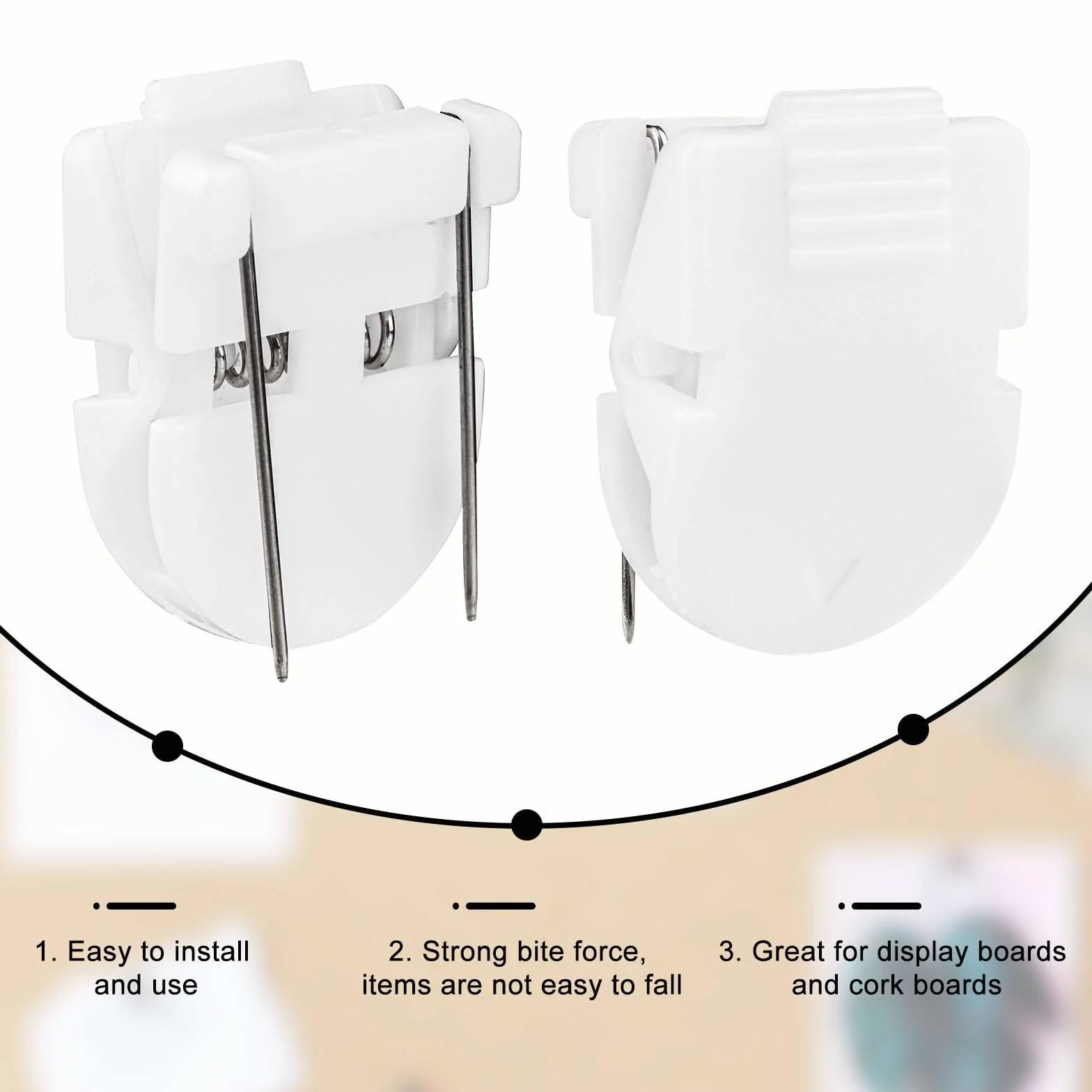 Tinoaly Pinces à Cubicules, Clips Cabine en Plastique pour Murs en Tissu Crochets Muraux (15pcs, Blanc)