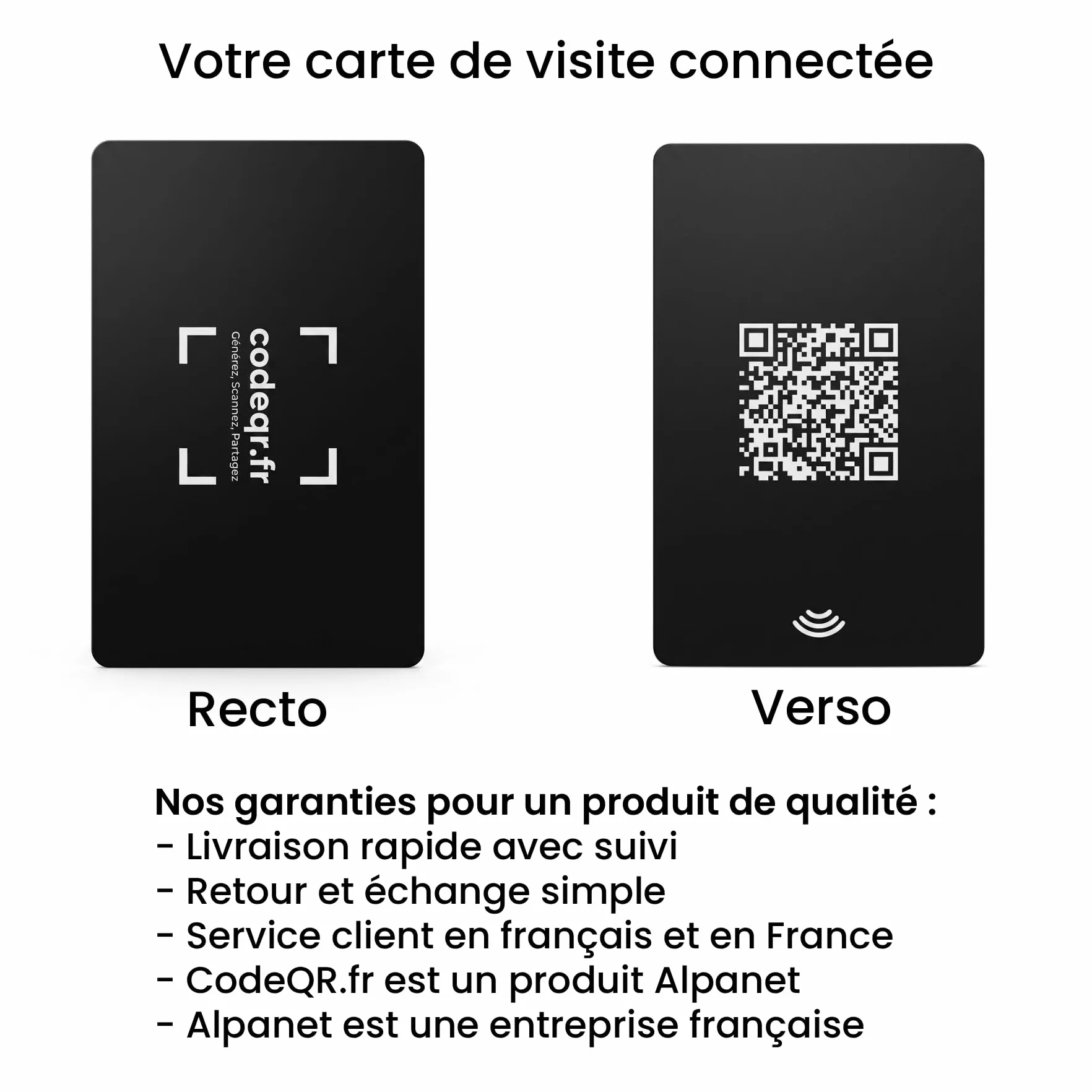 Carte de visite numérique PVC QR Code sans contact compatible smartphones paramétrable en ligne