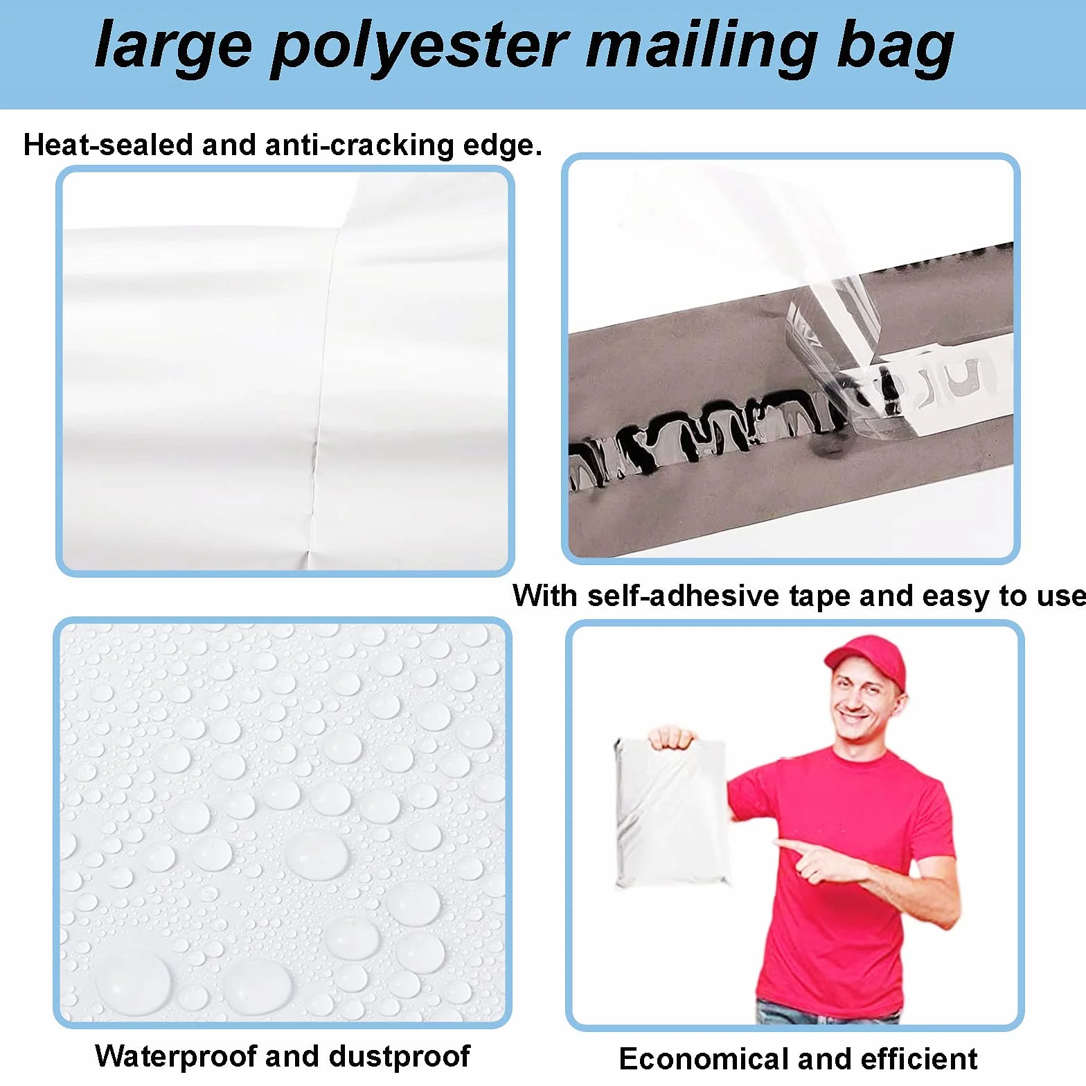 Blanc Grand Enveloppe Plastique Expedition Pochette Envoie Colis 31"x37" Sac Autoadhésive Opaques Etanches 6 Pièces