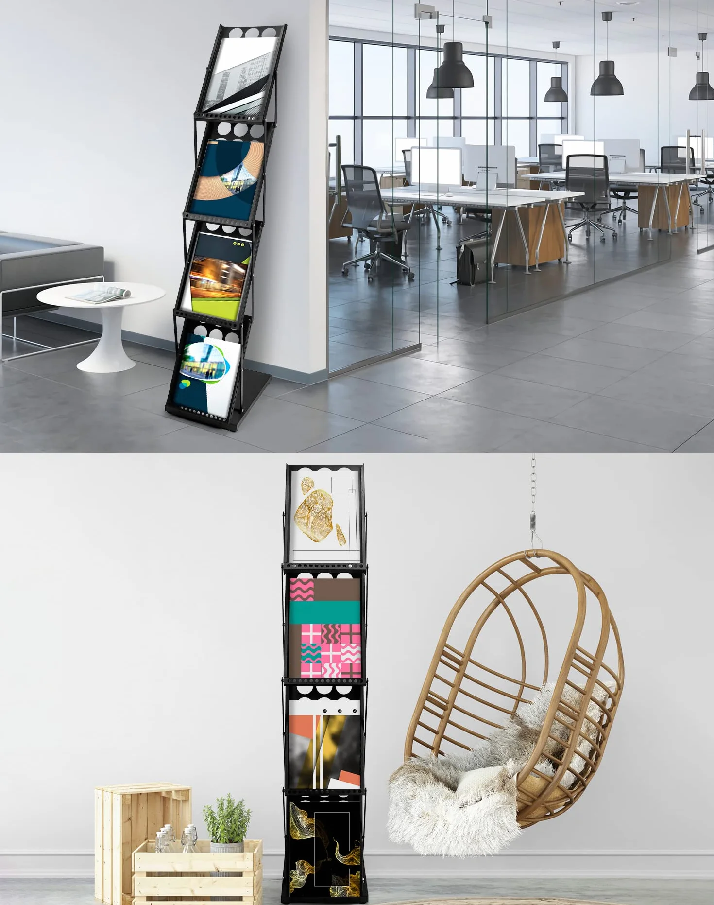 QWORK Porte-brochure A4 pliable noir